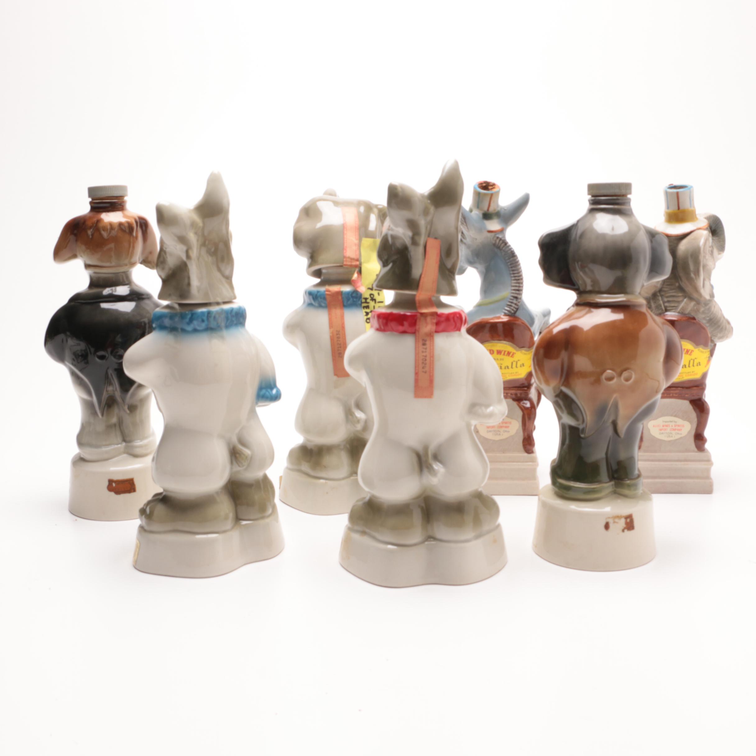 Republican Elephant and Donkey Democrat Whiskey and Wine Decanters
