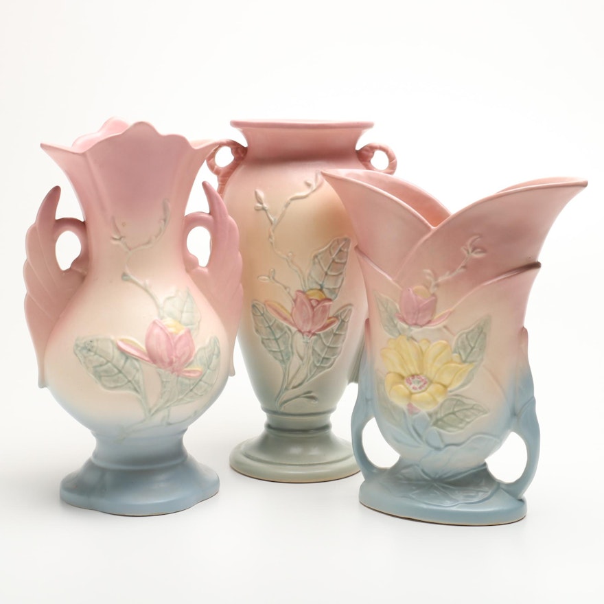 Large Hull Pottery "Magnolia" Vases