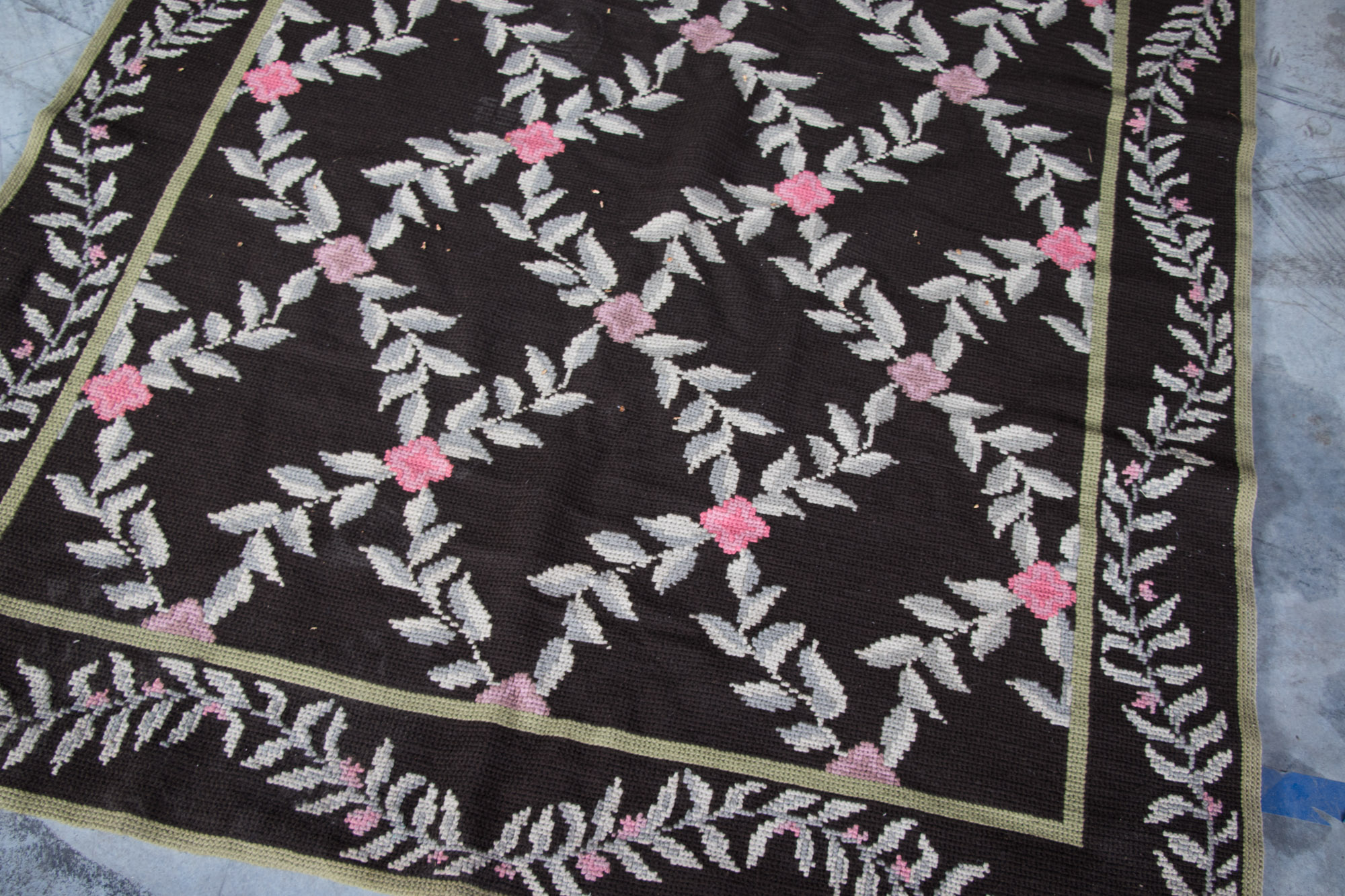 Vintage Tufted Needlepoint Area Rug