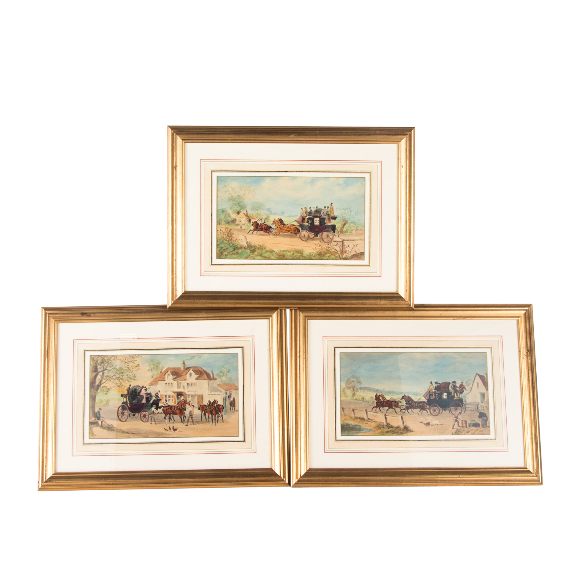 Three Western Themed Giltwood Framed Acrylic Paintings