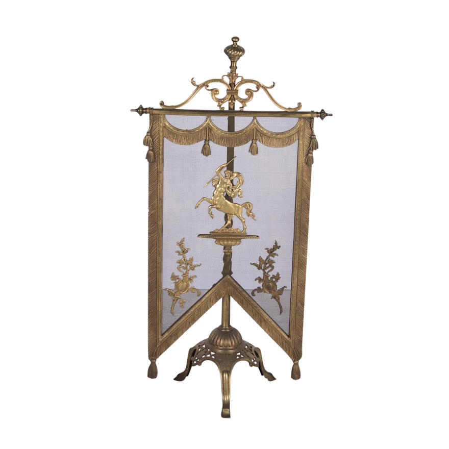 Ornate Brass Baroque Revival Centaur Firescreen