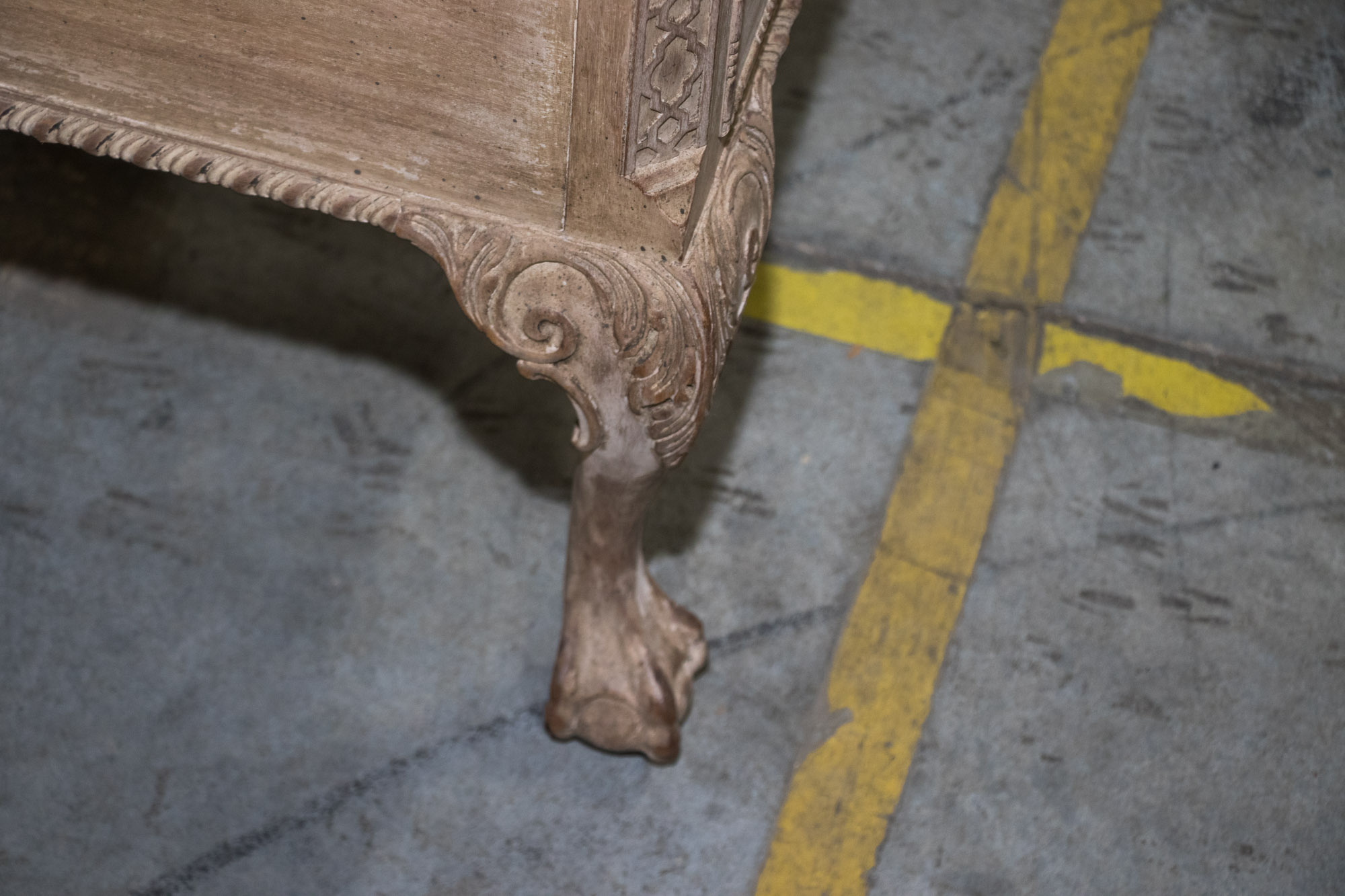 George III Style Pickled Writing Desk with Black Leather Top, 20th Century