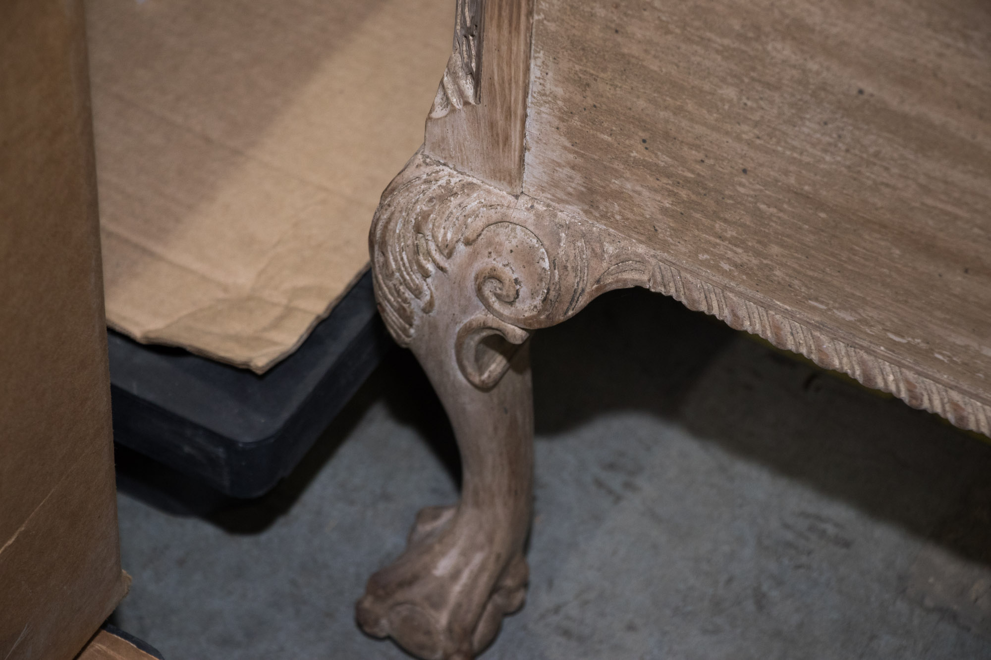 George III Style Pickled Writing Desk with Black Leather Top, 20th Century