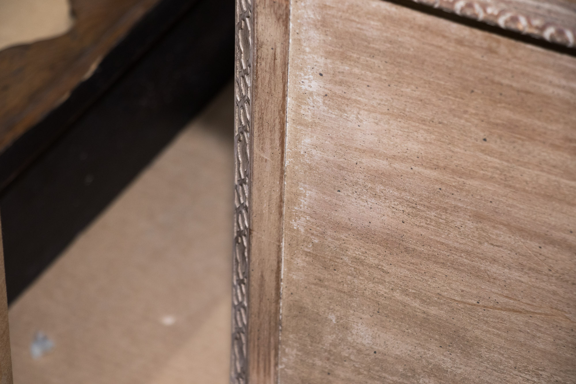 George III Style Pickled Writing Desk with Black Leather Top, 20th Century
