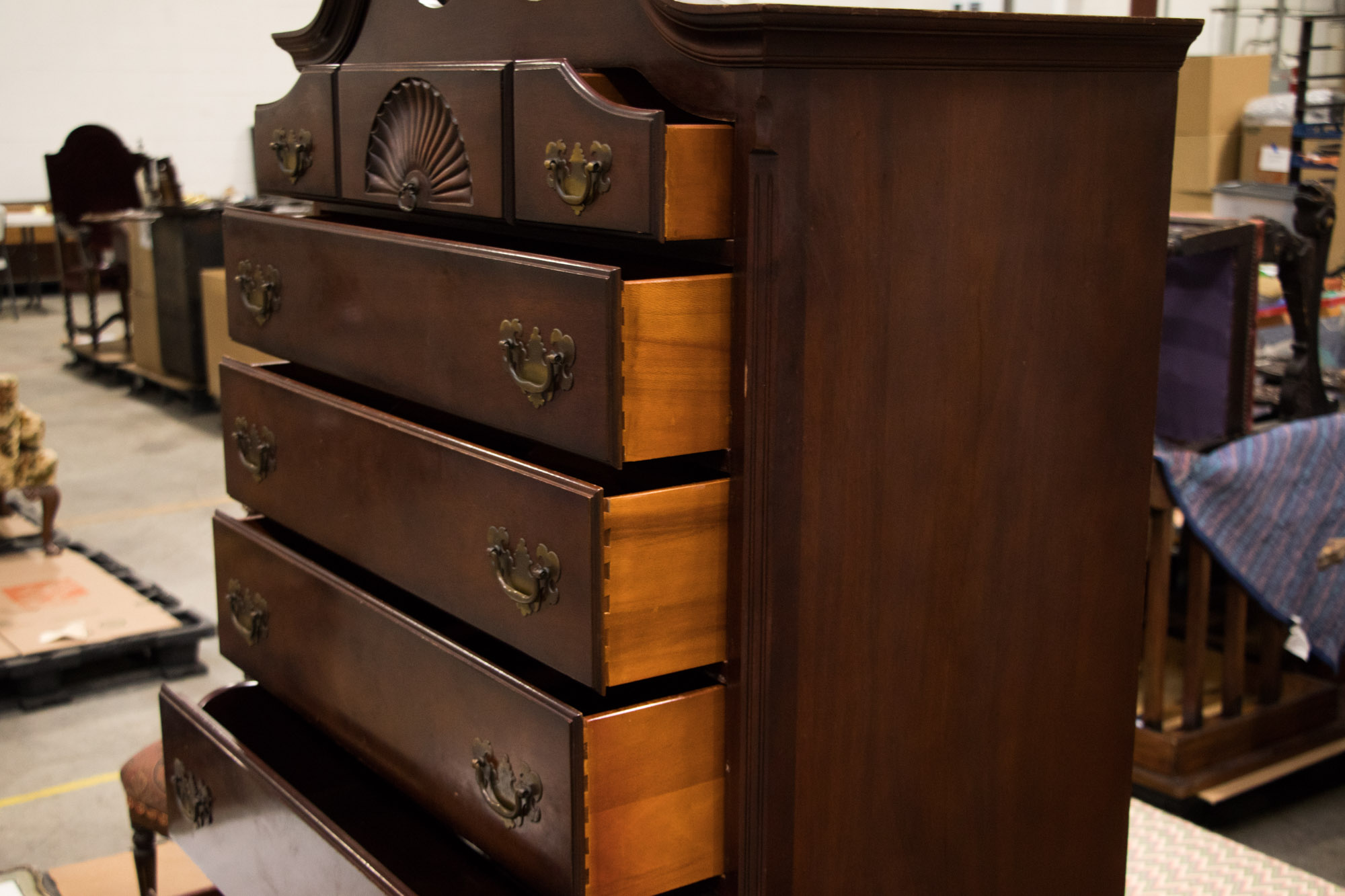 Queen Anne Style Mahogany Highboy with Secretary Drawer by Kling Furniture Co.