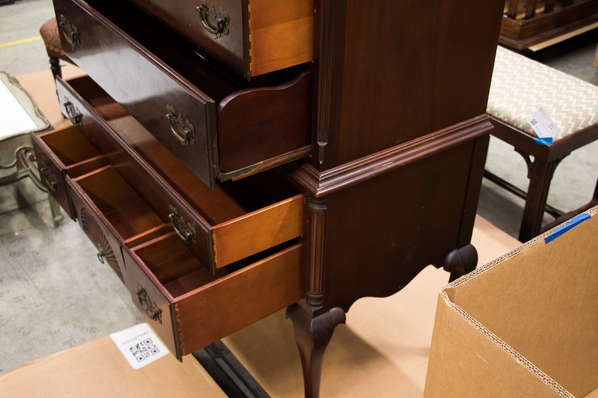 Queen Anne Style Mahogany Highboy with Secretary Drawer by Kling Furniture Co.