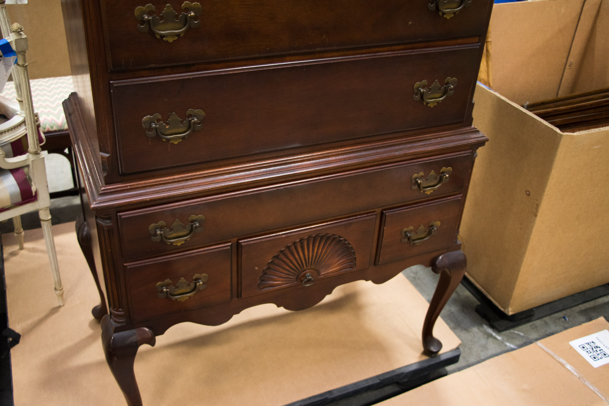 Queen Anne Style Mahogany Highboy with Secretary Drawer by Kling Furniture Co.