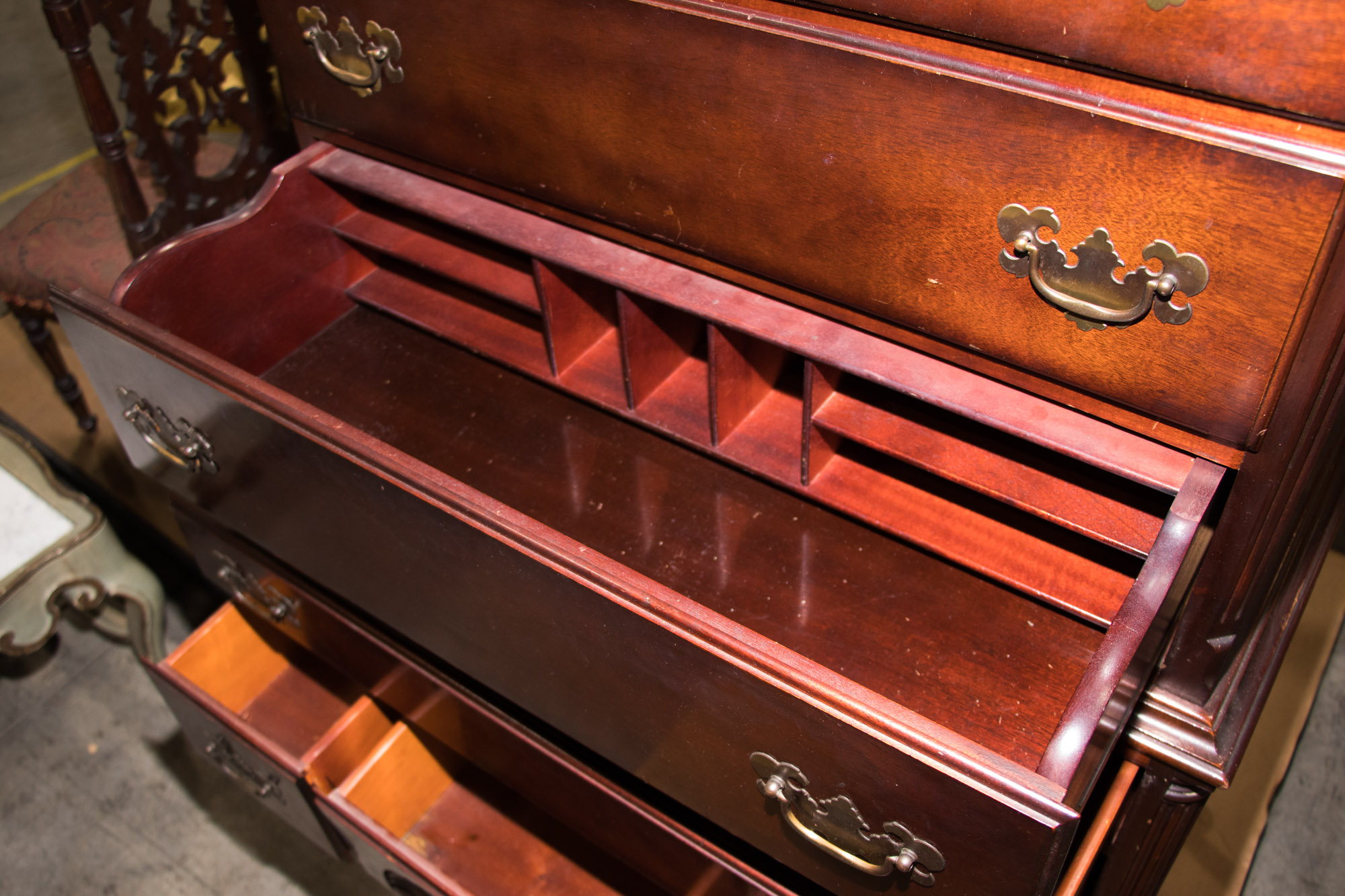 Queen Anne Style Mahogany Highboy with Secretary Drawer by Kling Furniture Co.