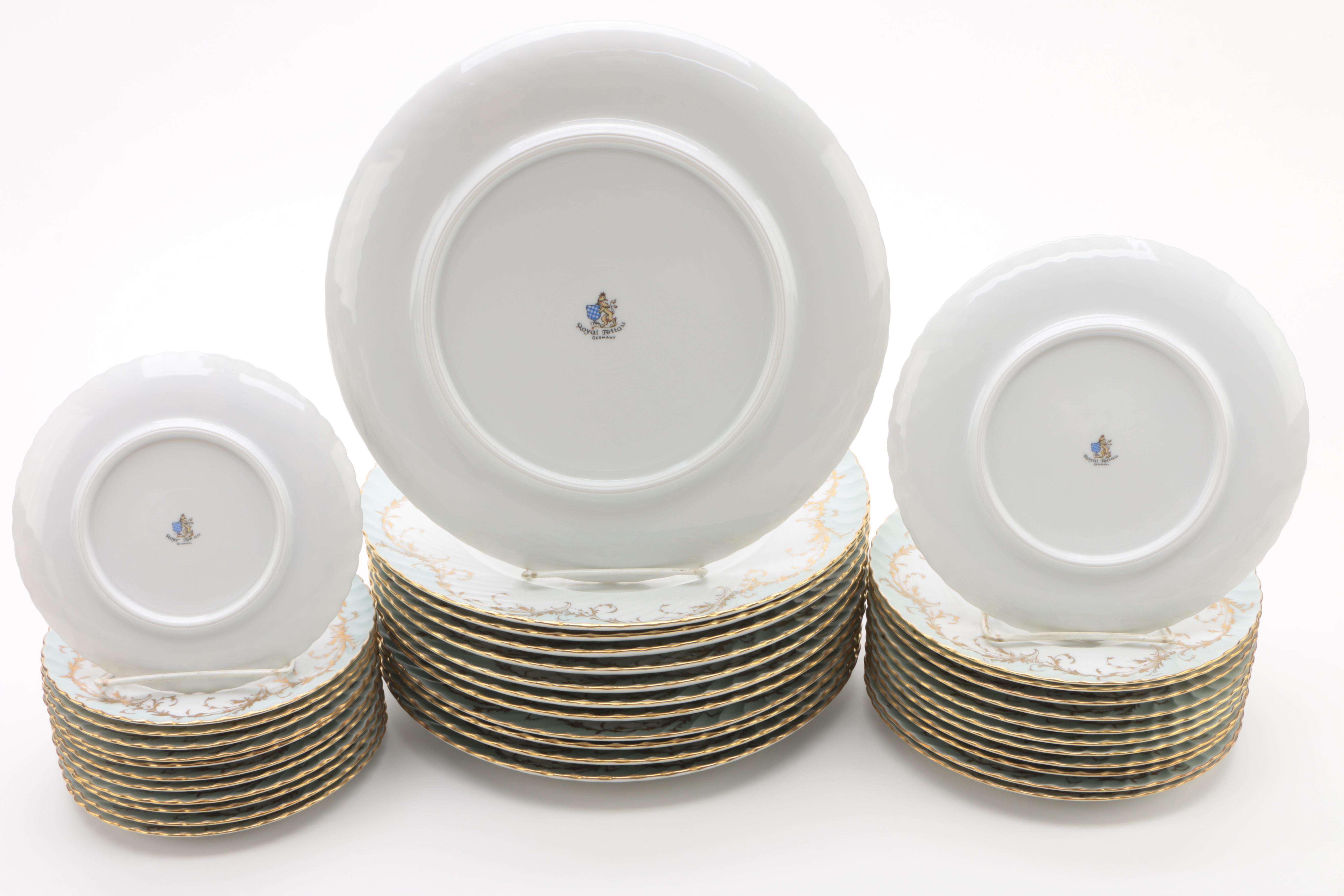 Vintage Royal Tettau "Elegance Blue Green" Porcelain Dinnerware