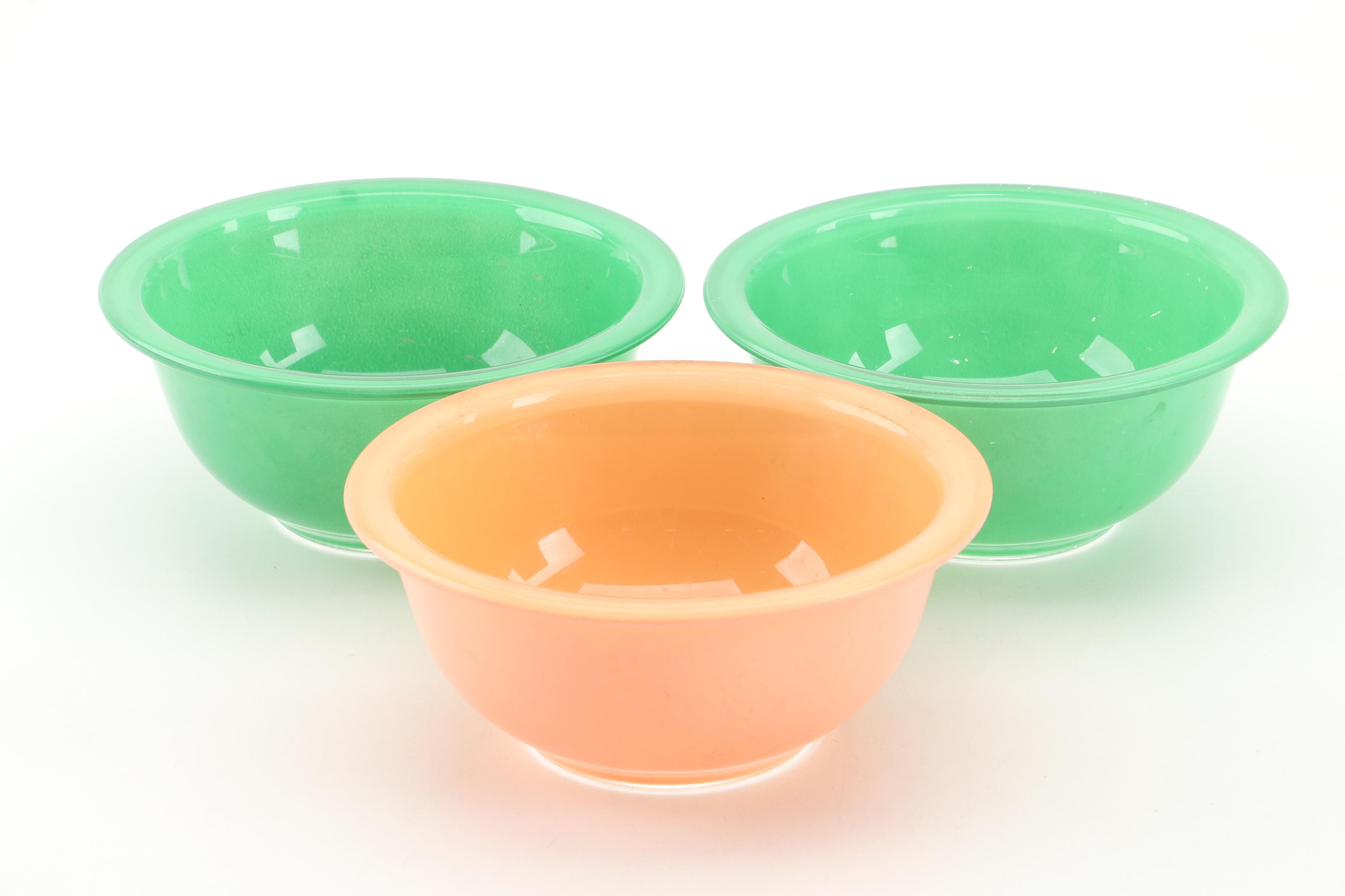 Vintage Pyrex  Color Tint Glass Mixing Bowls
