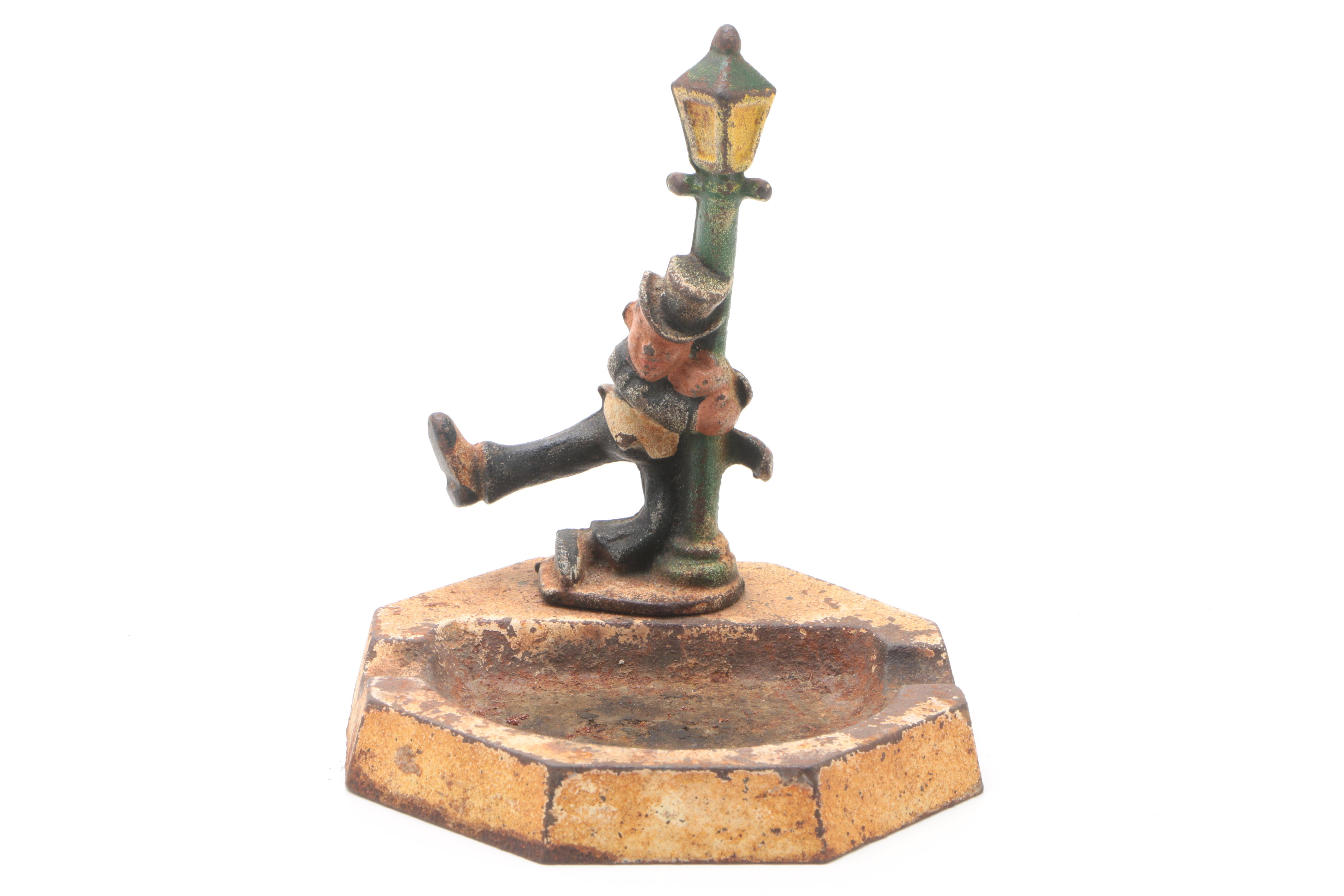 Vintage Cast Iron New Orleans Bourbon Street Lamp Post Figural Ash Receivers