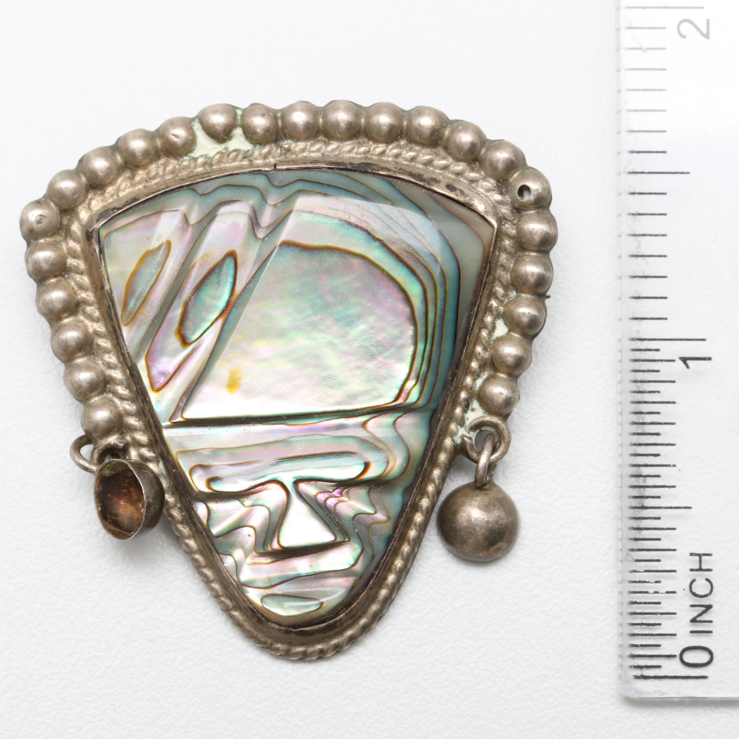 Vintage Taxco Sterling Silver Abalone Parure