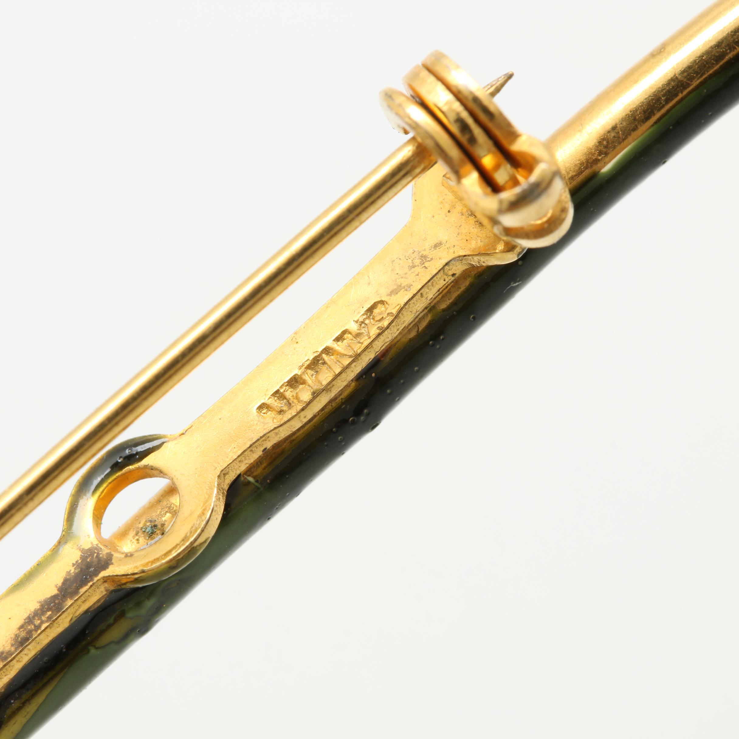 Vintage 1960s Sandor Gold Tone Glass and Enamel Flower Brooch