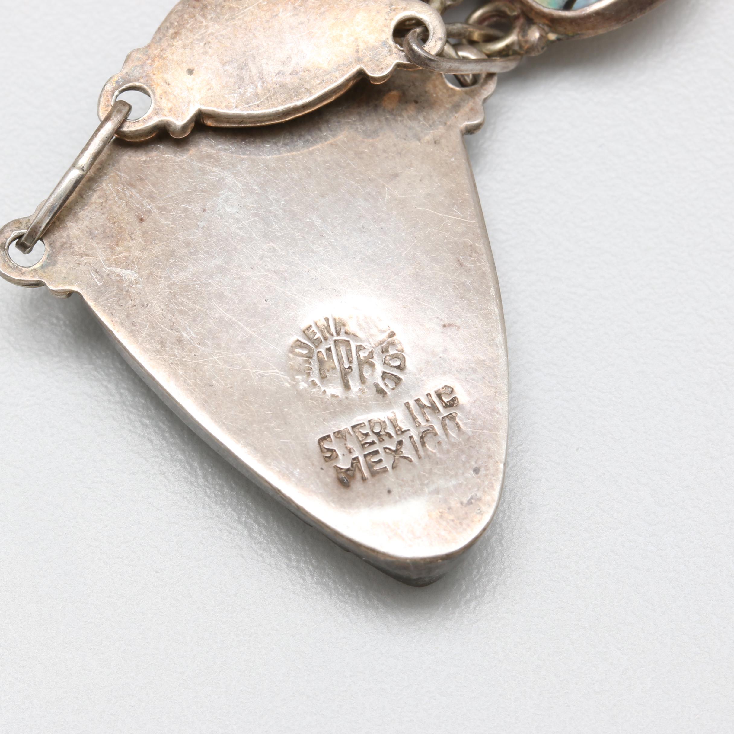 Vintage Taxco Sterling Silver Abalone Parure