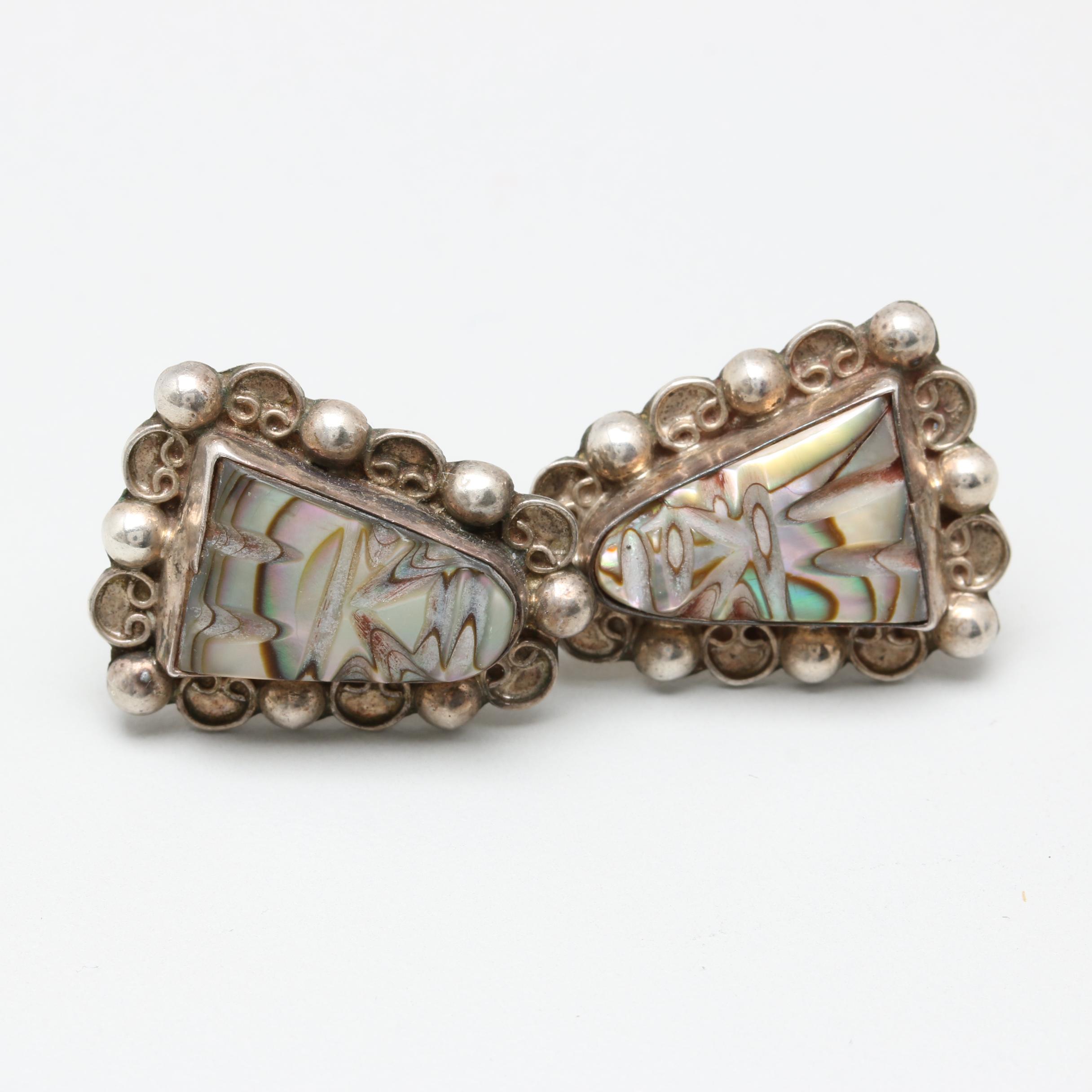 Vintage Taxco Sterling Silver Abalone Parure