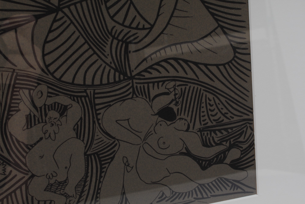 Pablo Picasso 1962 Linocut "Bacchanal with Pair of Lovers and Owl"