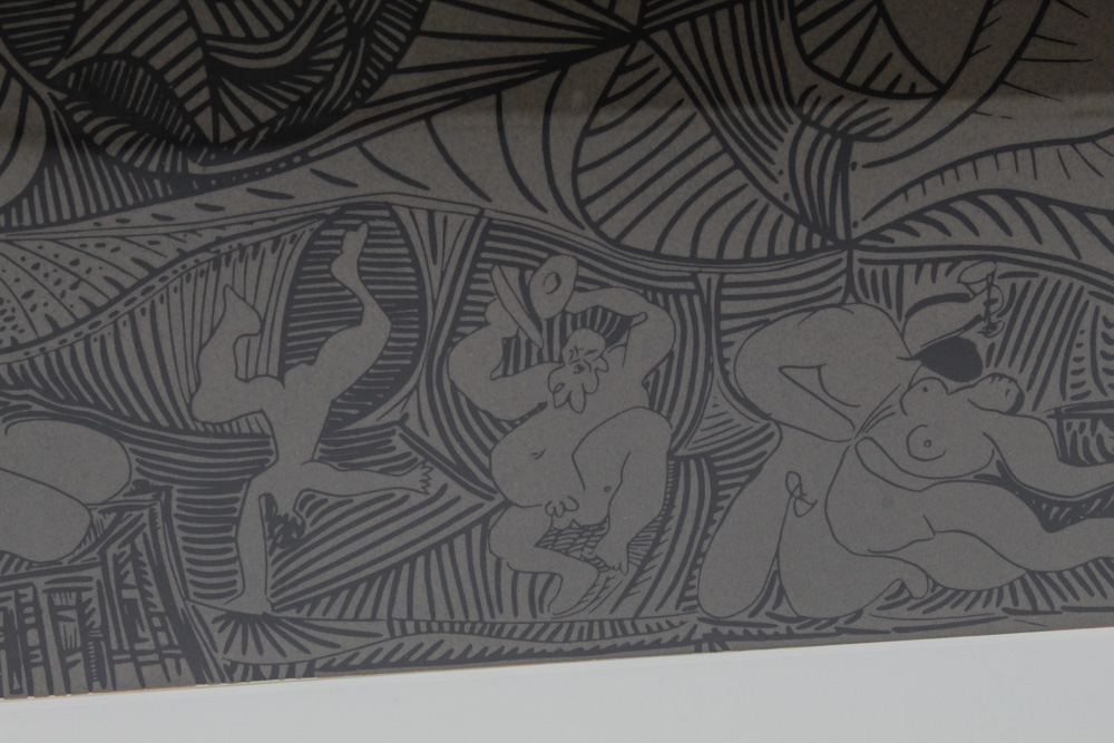 Pablo Picasso 1962 Linocut "Bacchanal with Pair of Lovers and Owl"