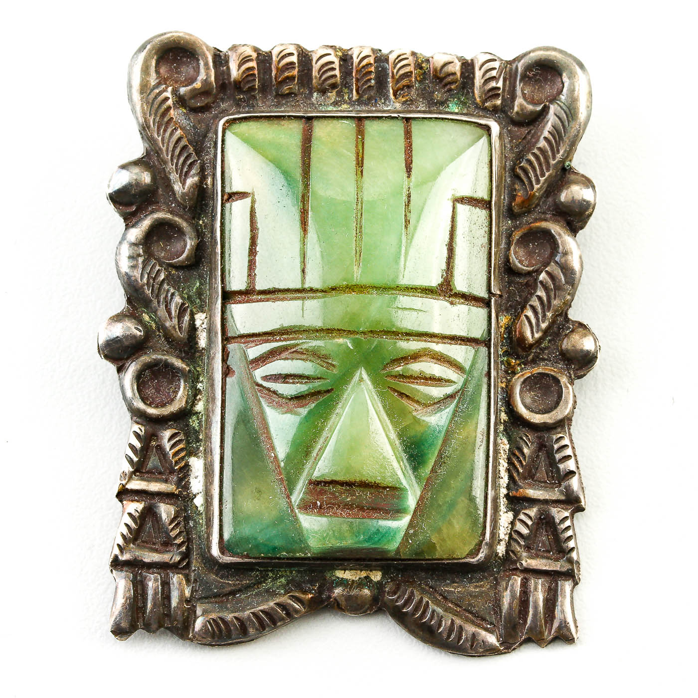 Mexican Made Sterling Silver Calcite Brooch and Earrings