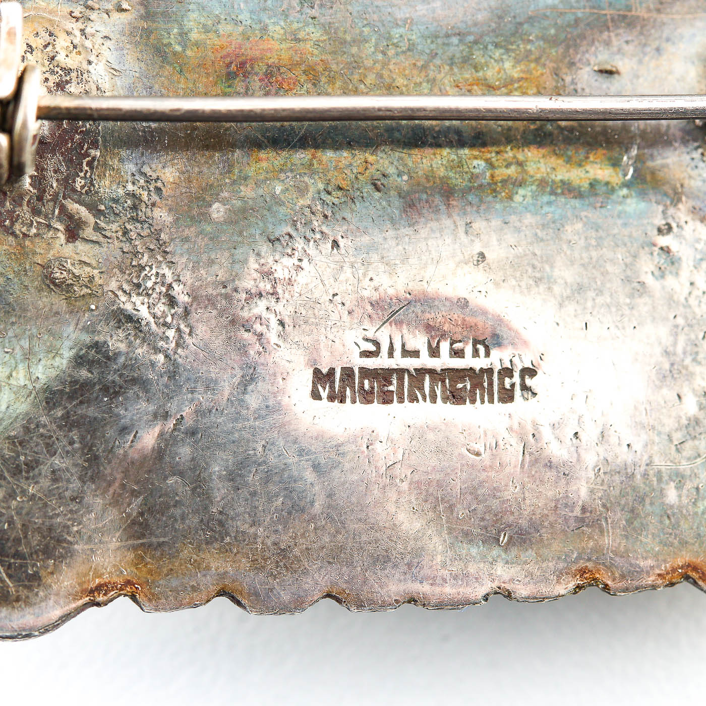 Mexican Made Sterling Silver Calcite Brooch and Earrings