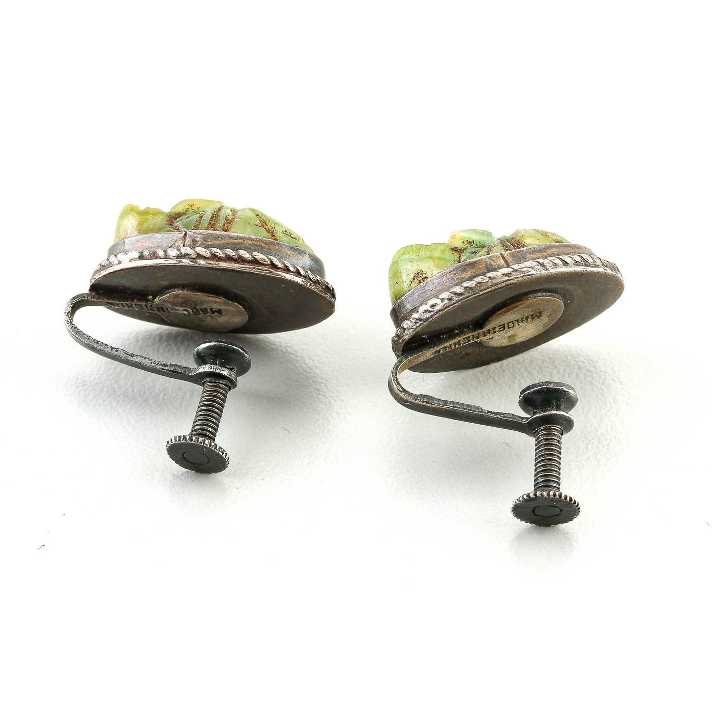 Mexican Made Sterling Silver Calcite Brooch and Earrings