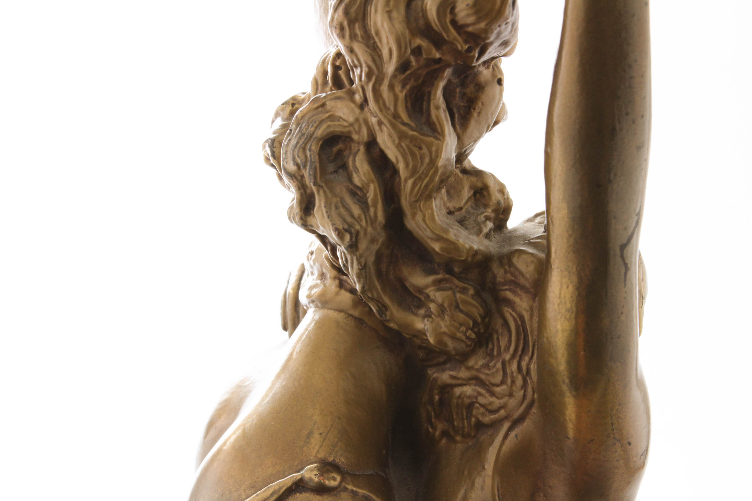 Paul Herzel Pompeian Bronze Co. 1920s Figural Table Lamp