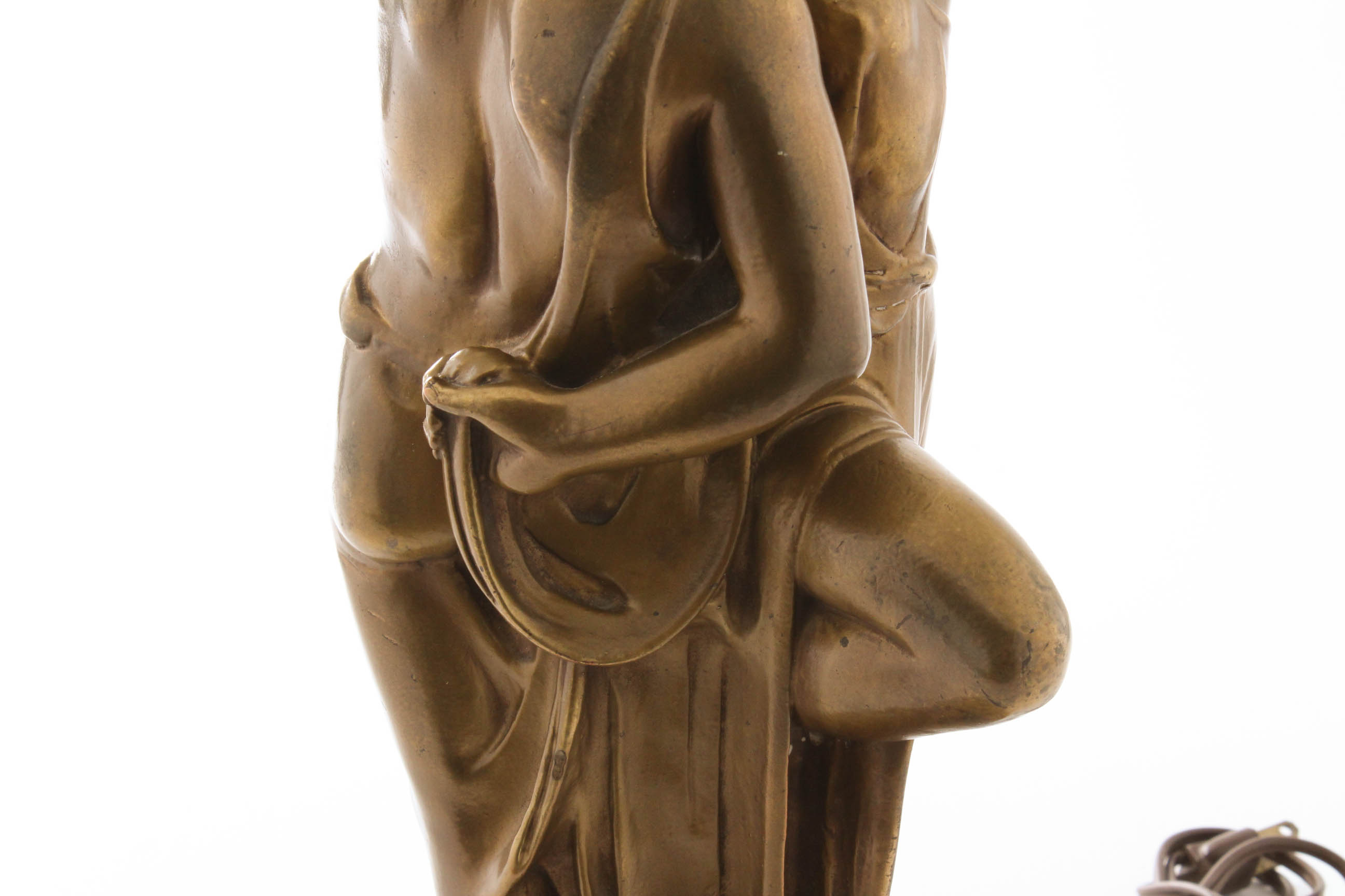 Paul Herzel Pompeian Bronze Co. 1920s Figural Table Lamp