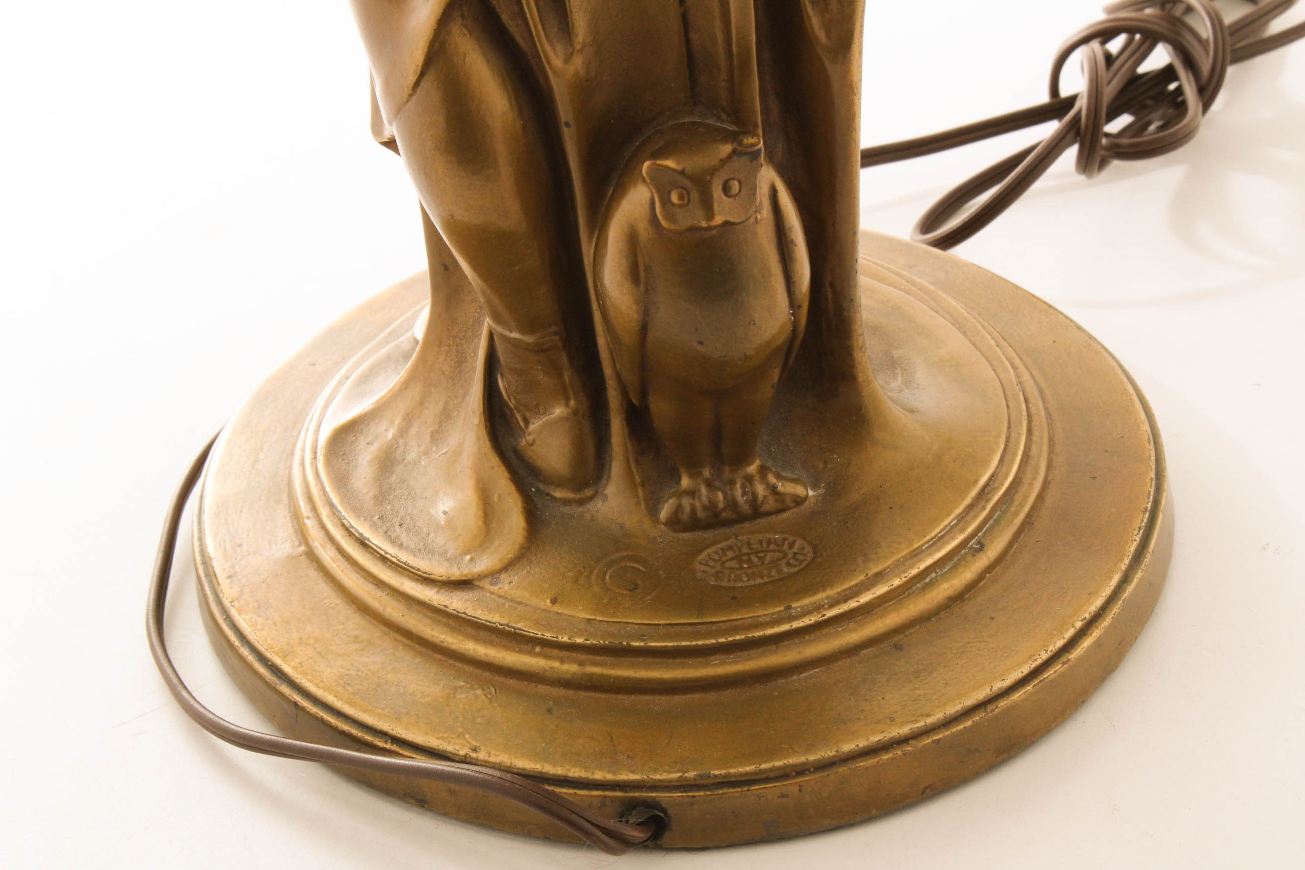 Paul Herzel Pompeian Bronze Co. 1920s Figural Table Lamp