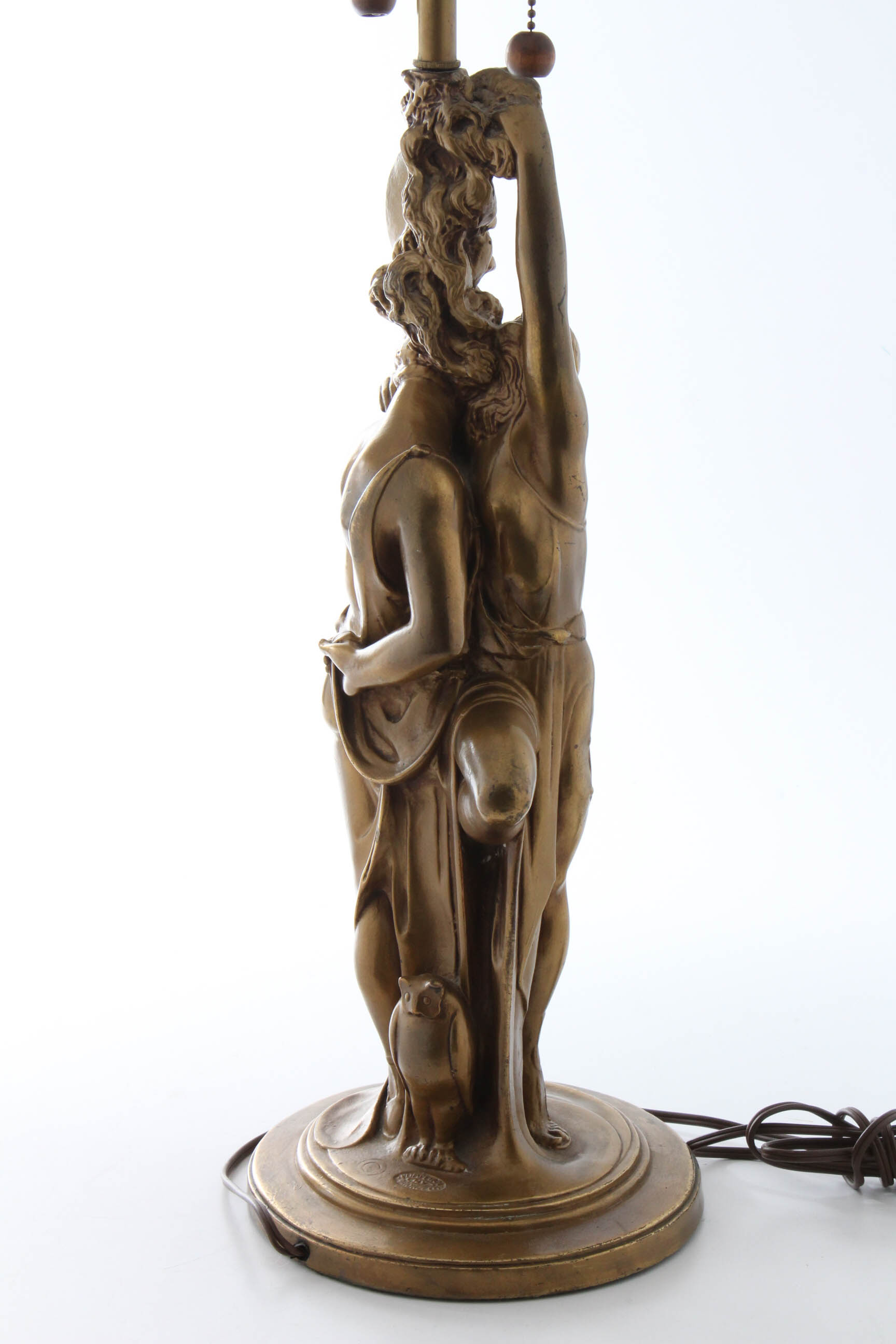 Paul Herzel Pompeian Bronze Co. 1920s Figural Table Lamp