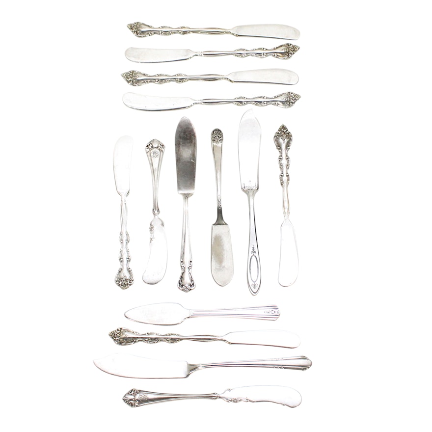A Collection of Silver Plate Butter Knives, 20th Century