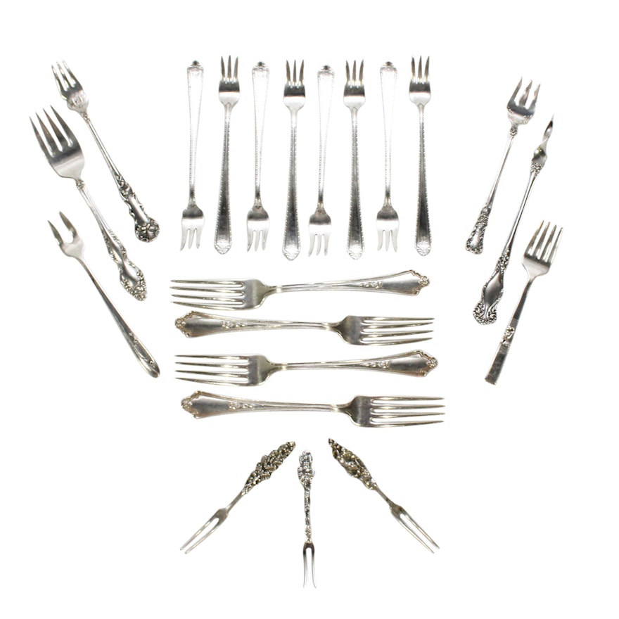 Collection of Sterling Silver and Silver Plate forks, 20th Century