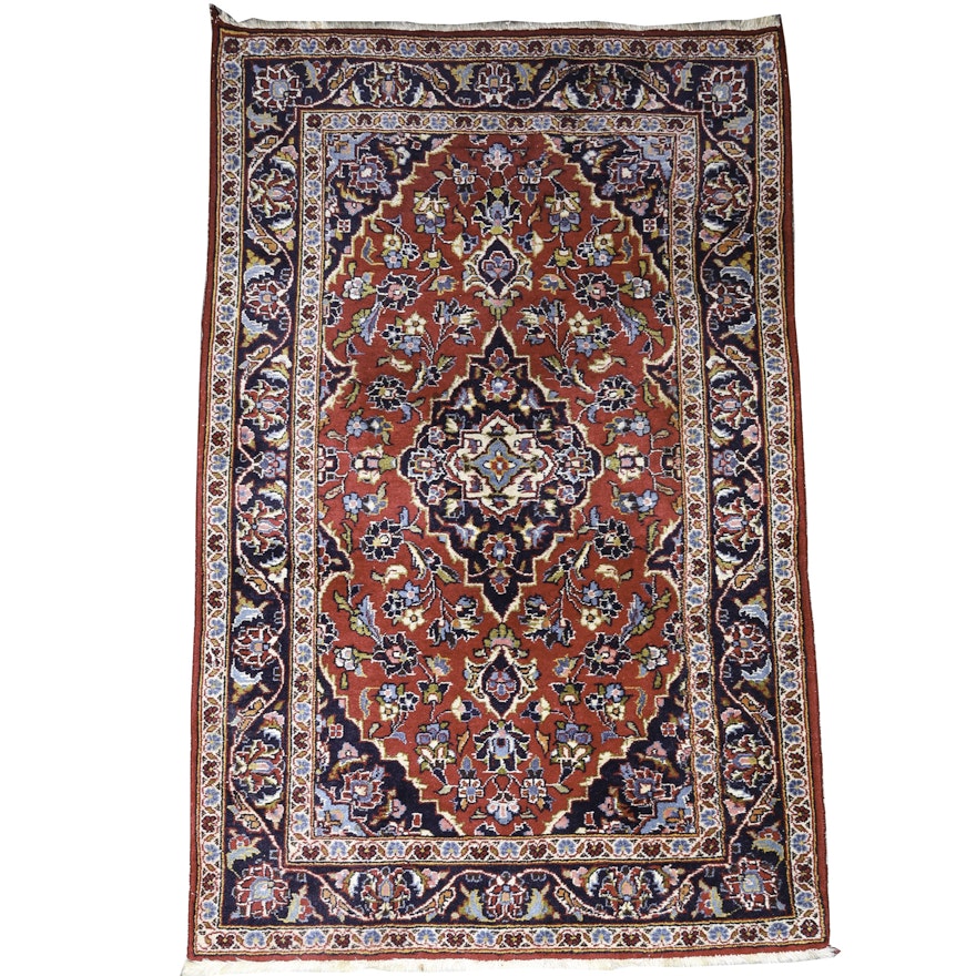 Vintage Hand-Knotted Persian Ardekan Kashan Accent Rug