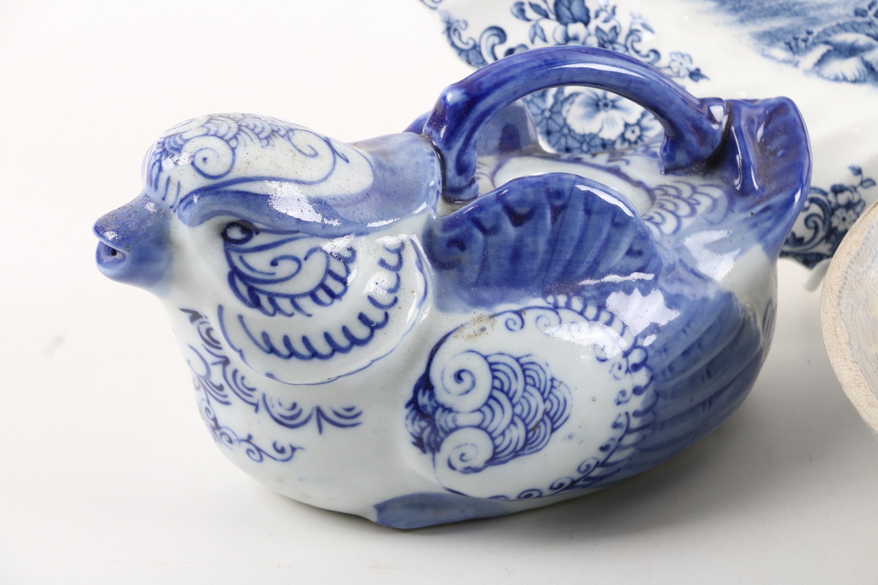 Johnson Bros. "Coaching Scene" Ironstone Tray with Other Ceramic Serveware