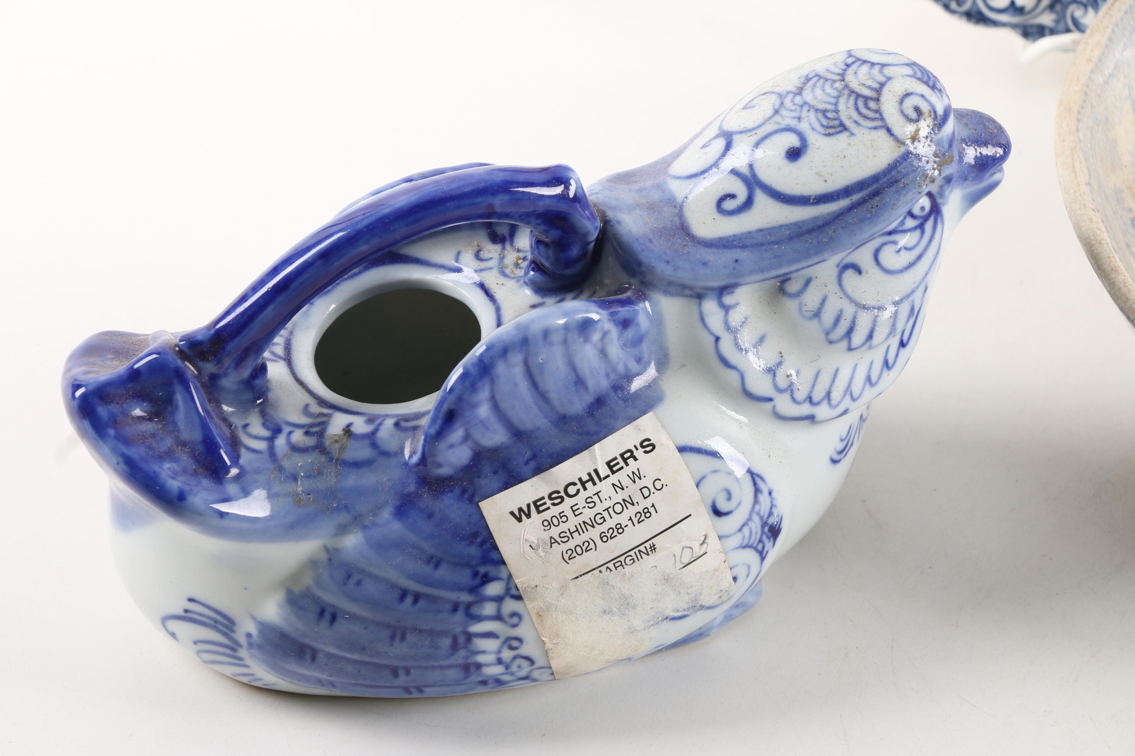 Johnson Bros. "Coaching Scene" Ironstone Tray with Other Ceramic Serveware