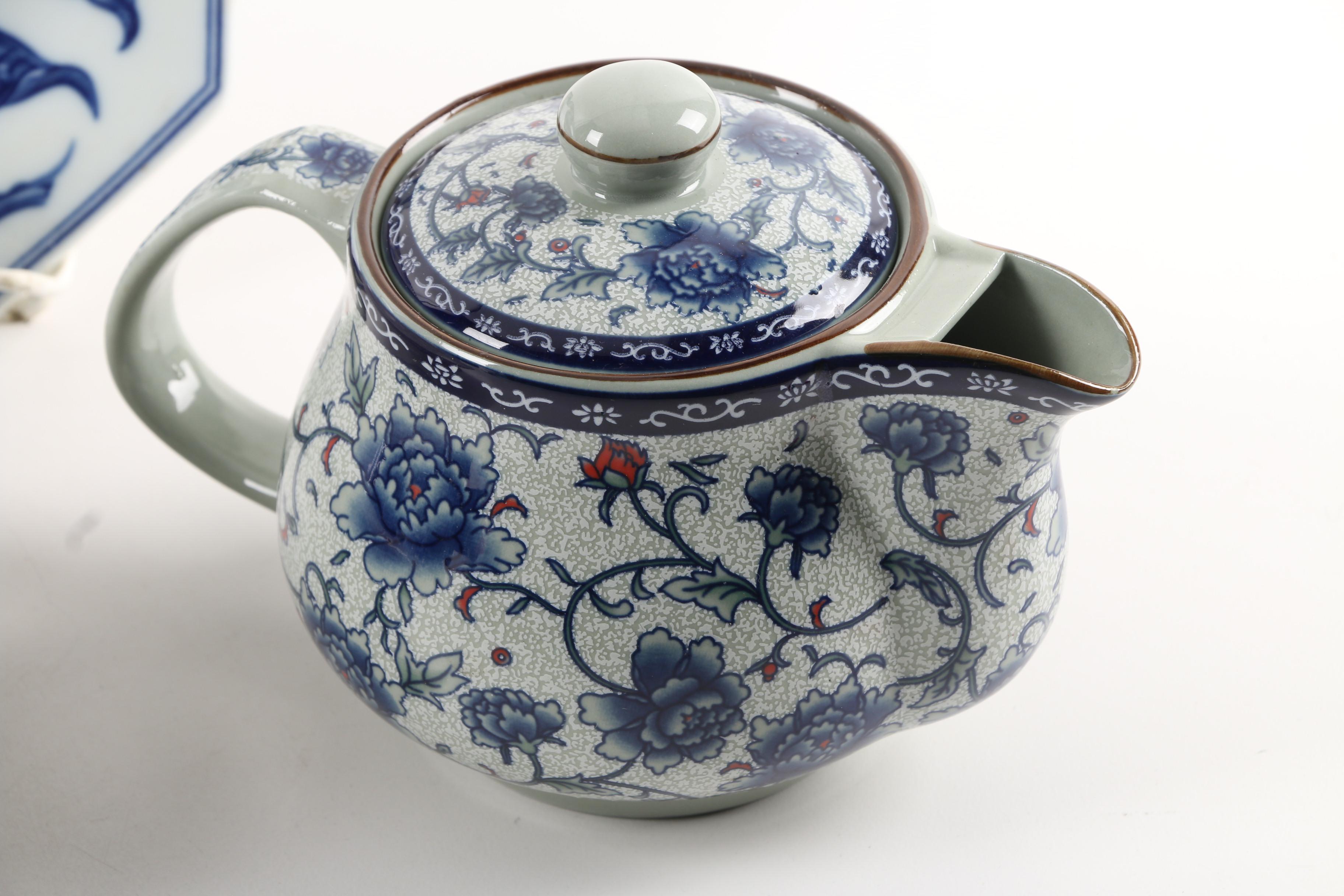 Johnson Bros. "Coaching Scene" Ironstone Tray with Other Ceramic Serveware