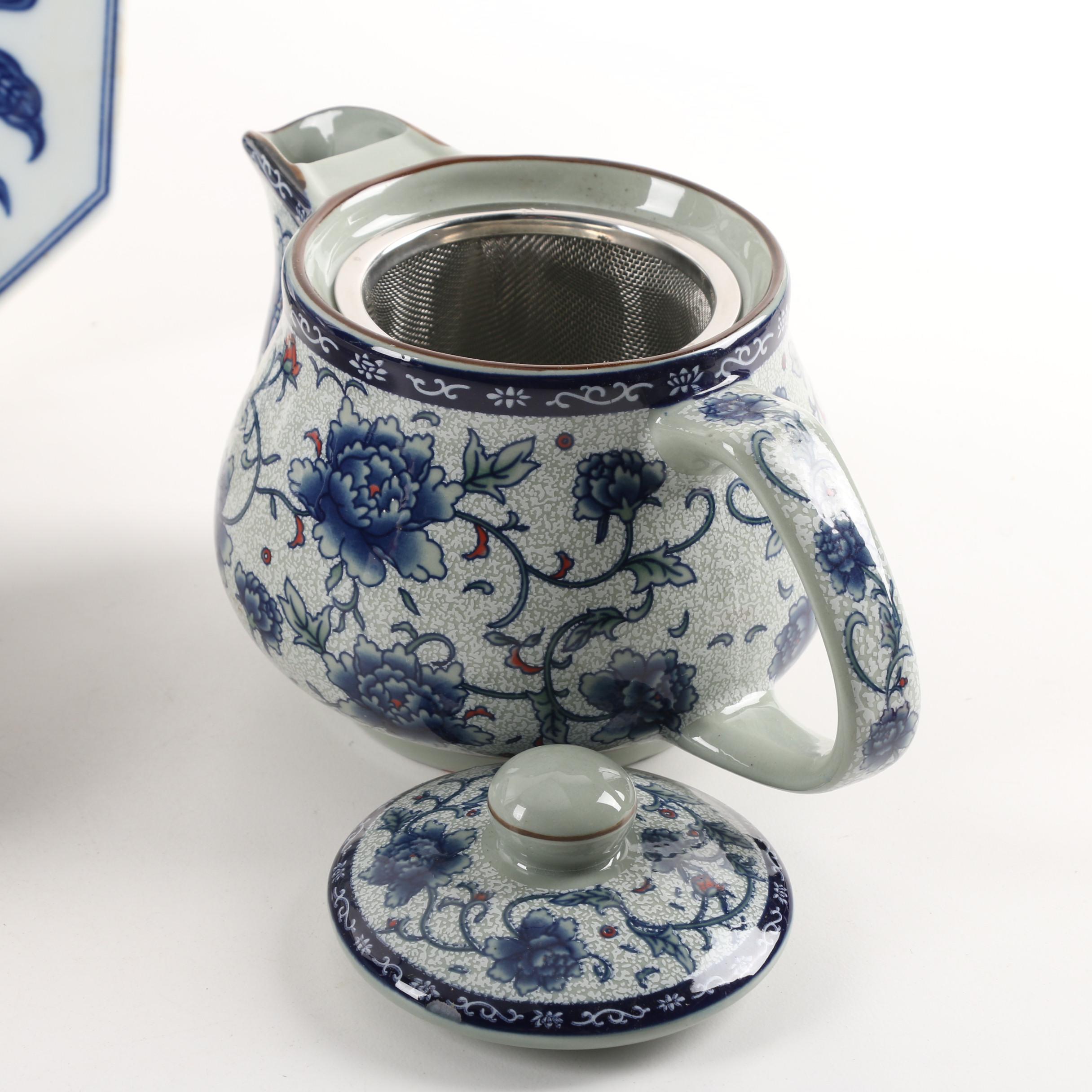 Johnson Bros. "Coaching Scene" Ironstone Tray with Other Ceramic Serveware