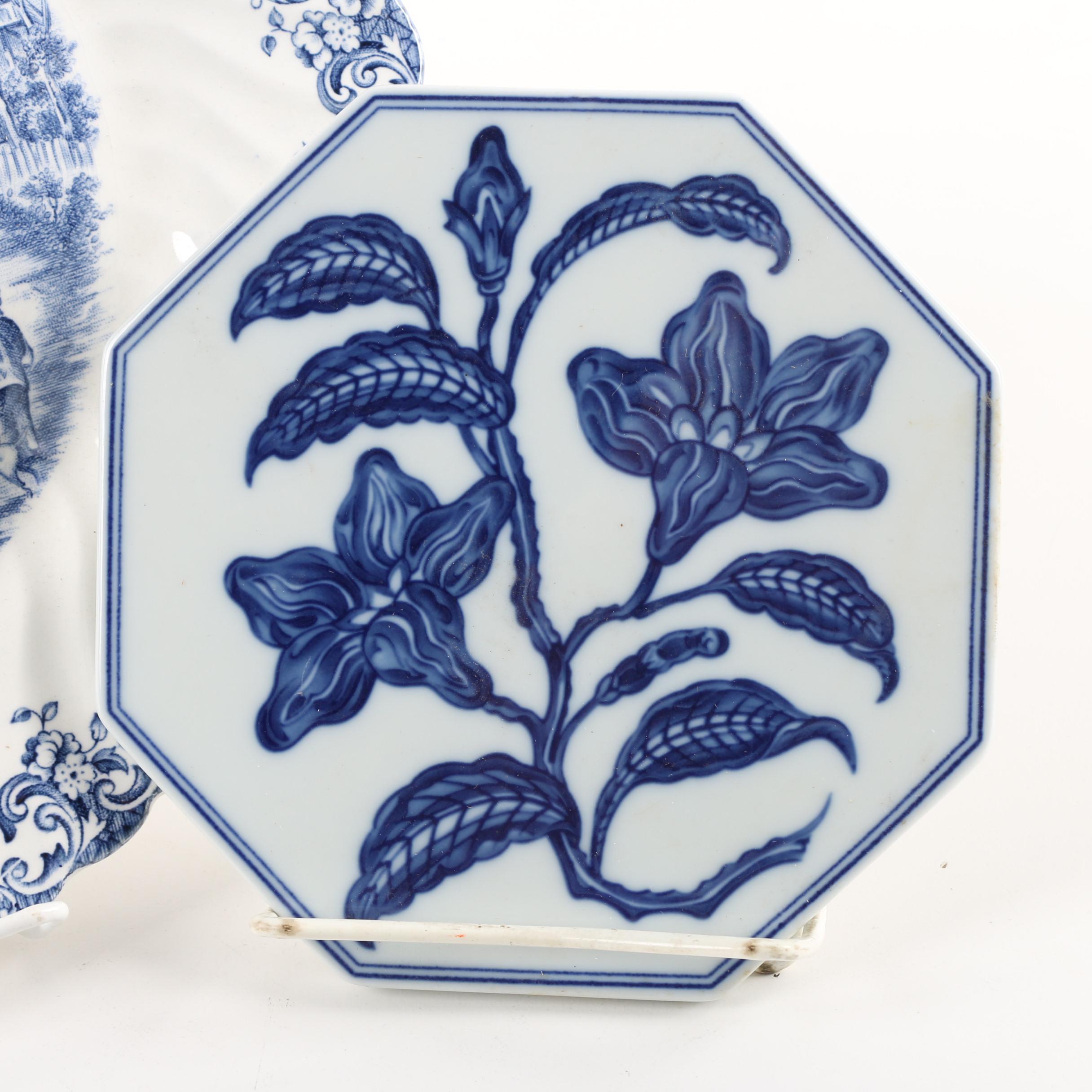 Johnson Bros. "Coaching Scene" Ironstone Tray with Other Ceramic Serveware