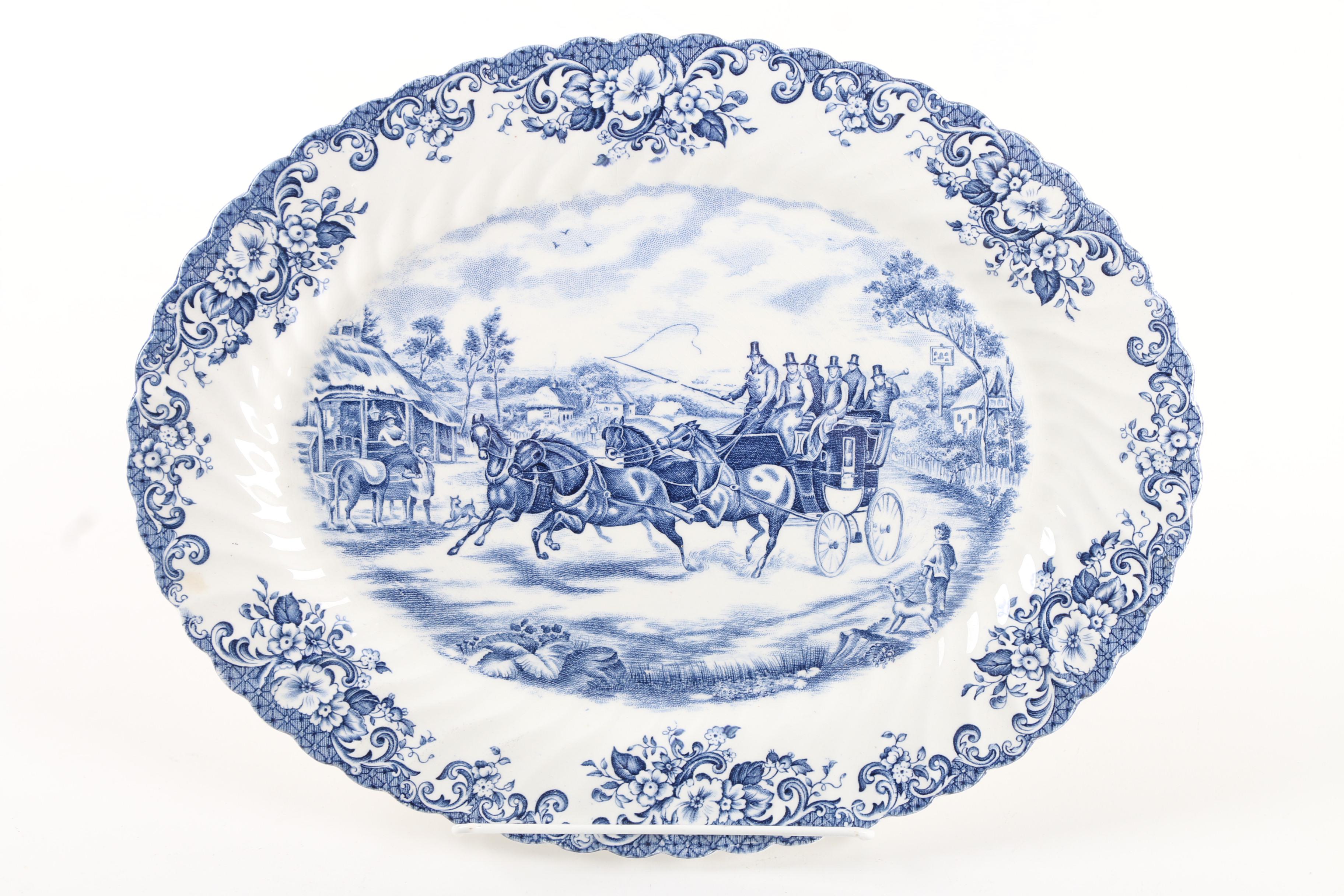 Johnson Bros. "Coaching Scene" Ironstone Tray with Other Ceramic Serveware