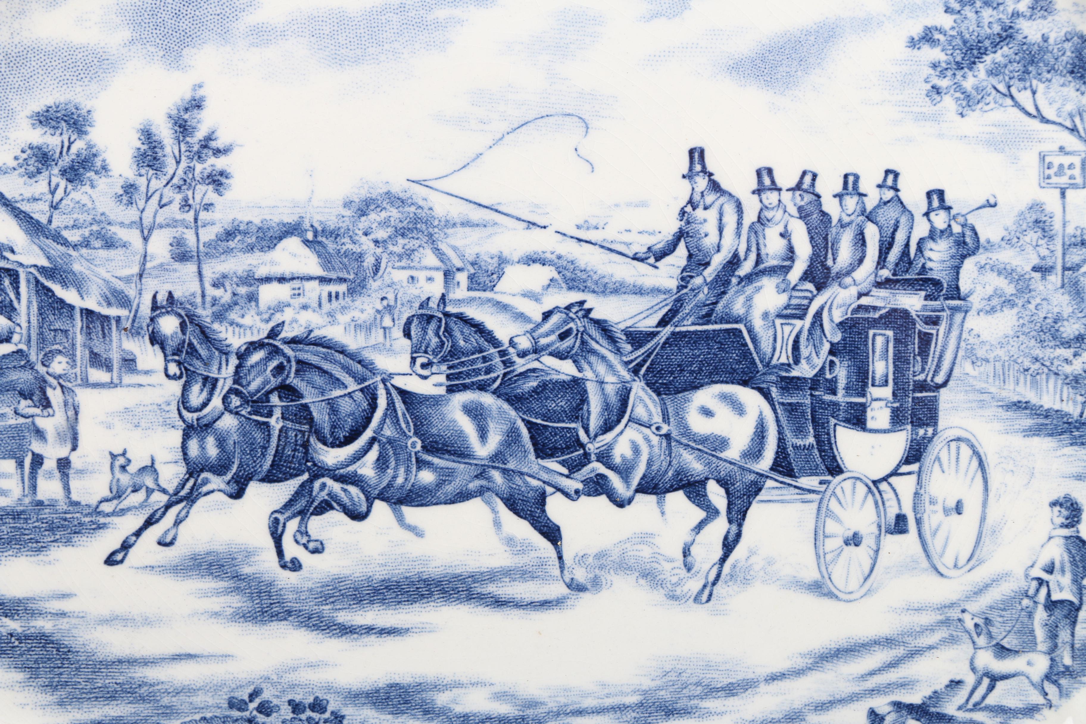 Johnson Bros. "Coaching Scene" Ironstone Tray with Other Ceramic Serveware