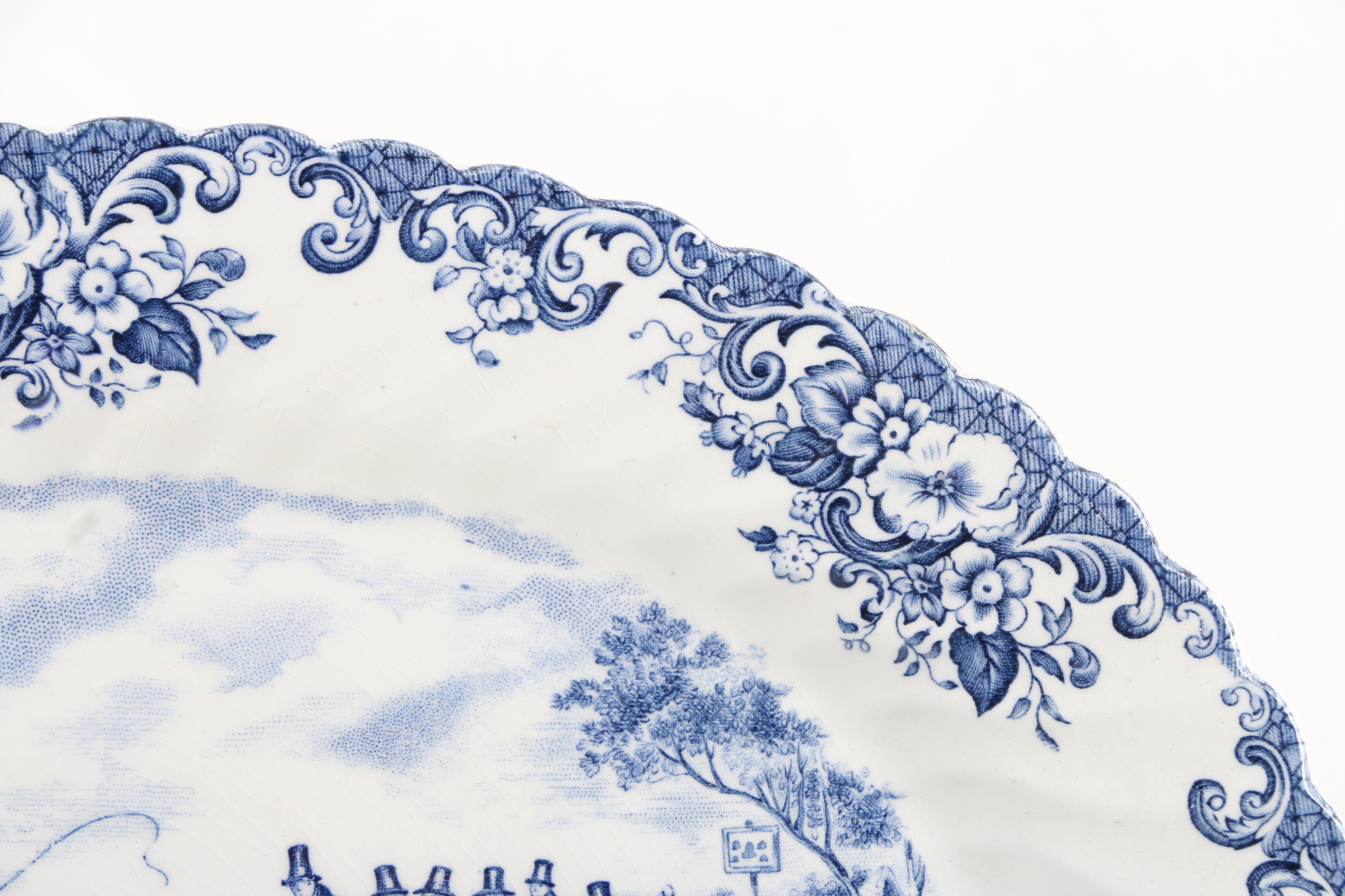 Johnson Bros. "Coaching Scene" Ironstone Tray with Other Ceramic Serveware