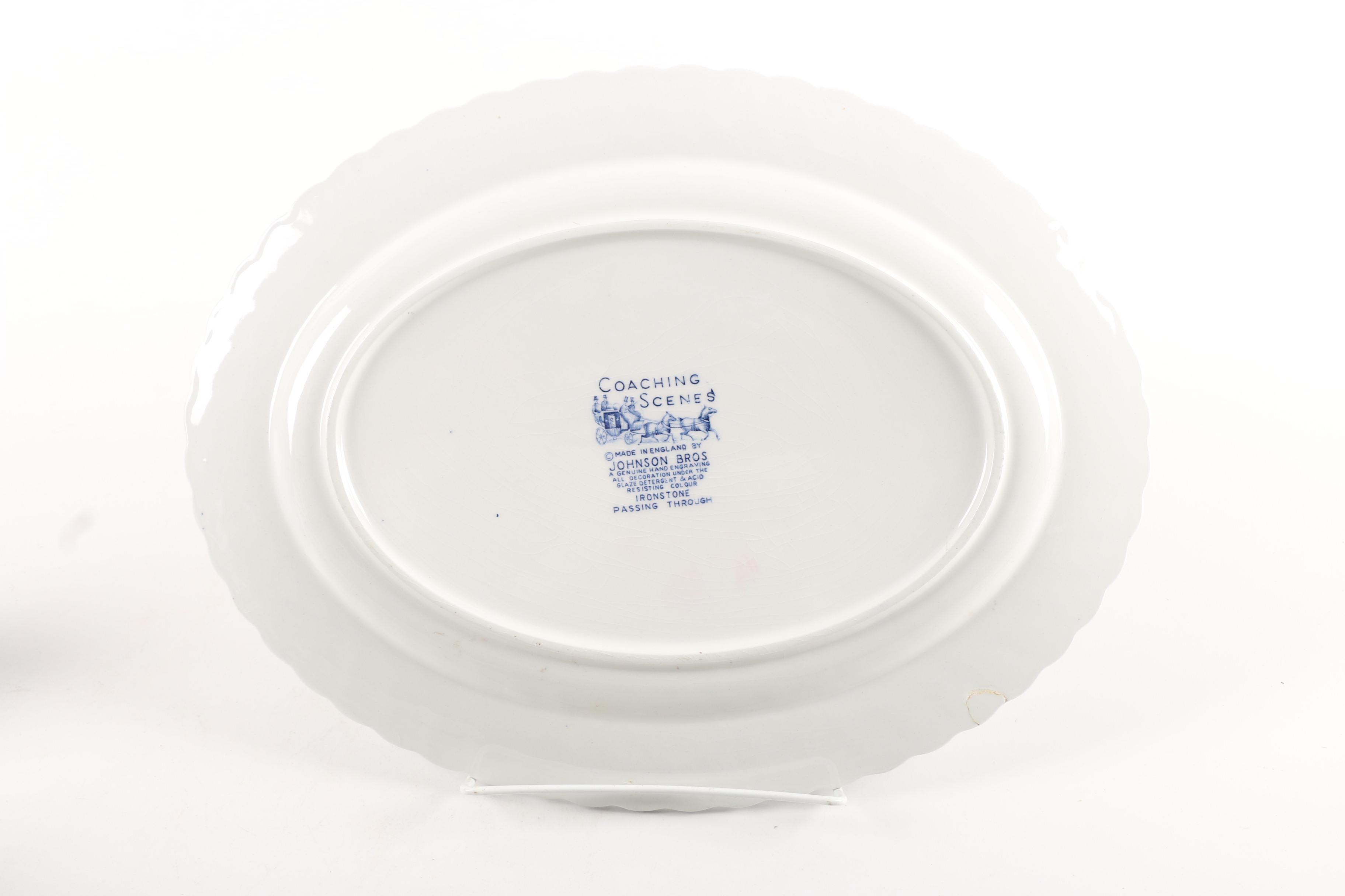 Johnson Bros. "Coaching Scene" Ironstone Tray with Other Ceramic Serveware