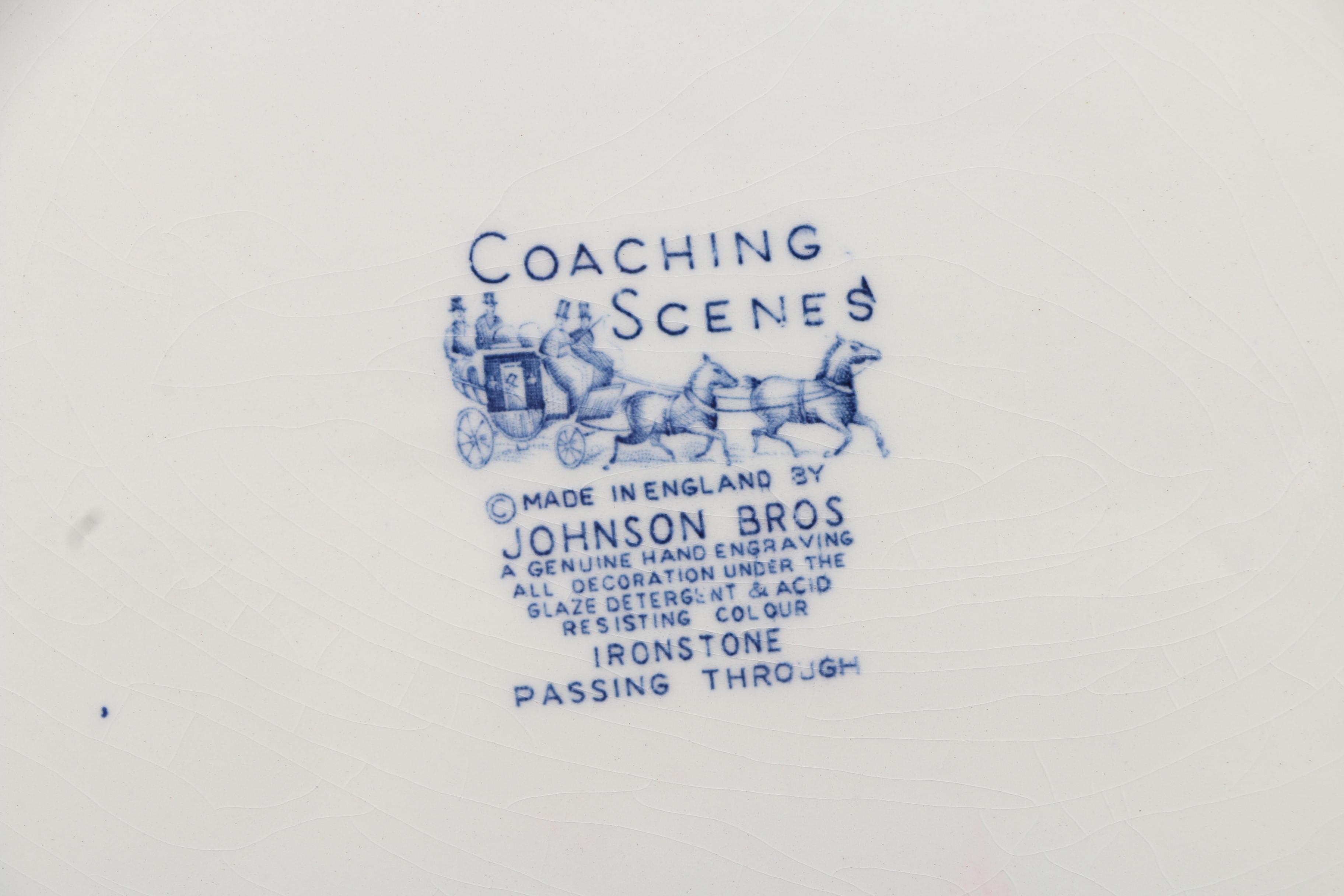 Johnson Bros. "Coaching Scene" Ironstone Tray with Other Ceramic Serveware