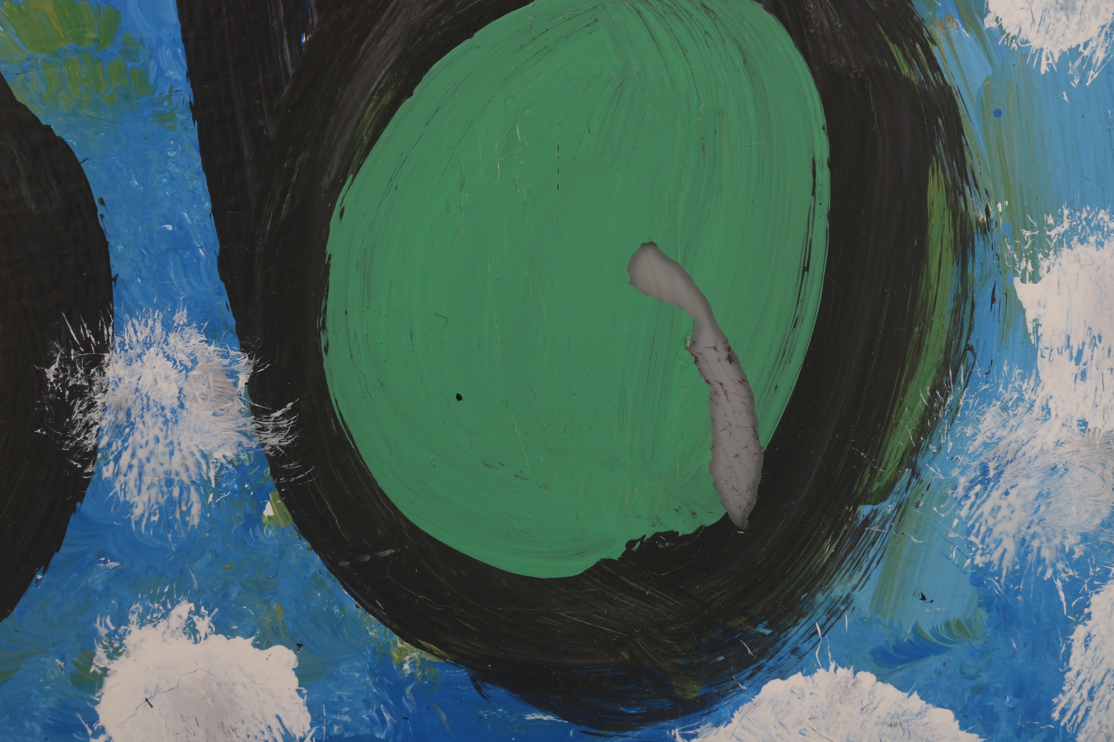 Curtis Davis 2016 Acrylic Painting on Found Window "A Rose (White on Blue)"