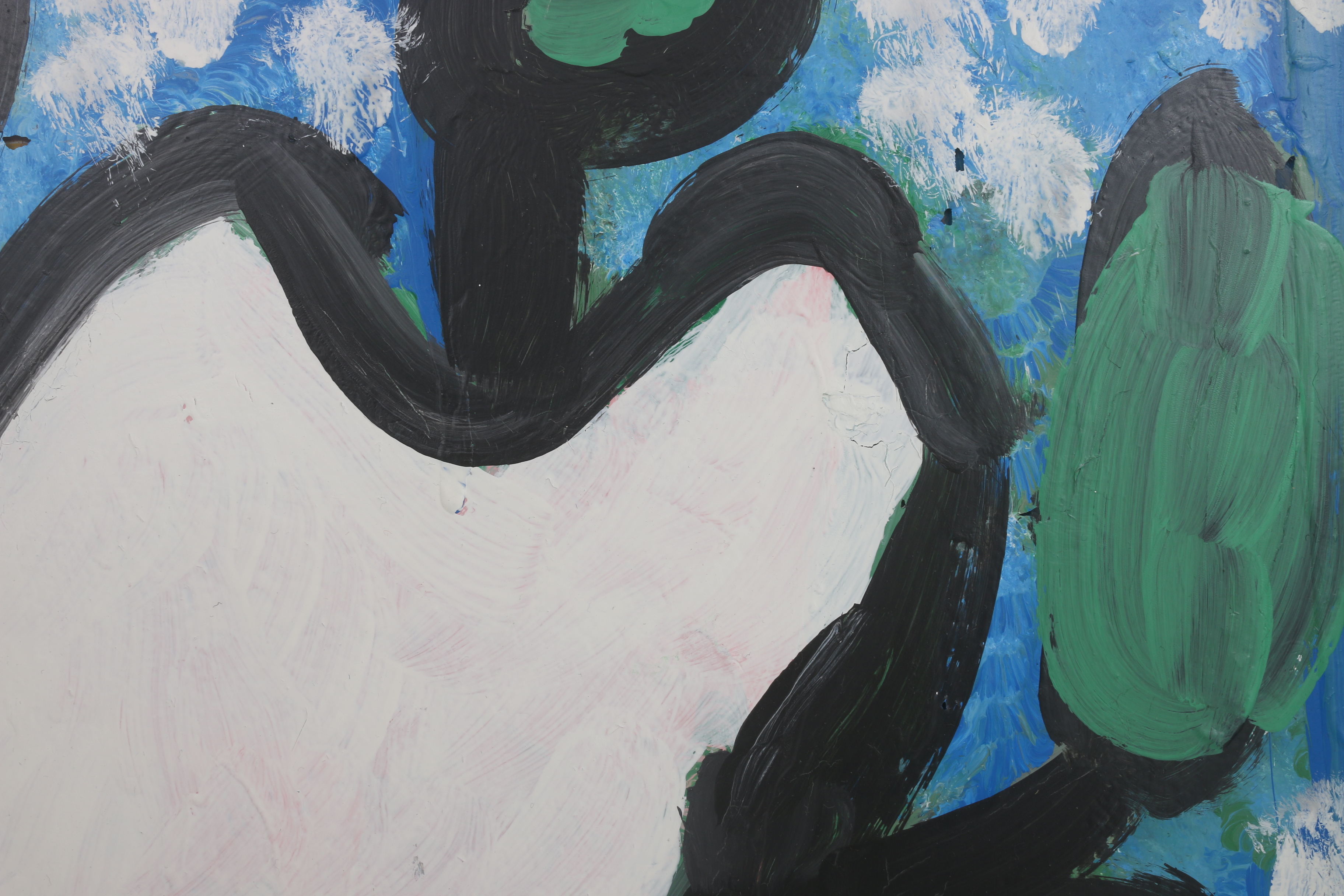 Curtis Davis 2016 Acrylic Painting on Found Window "A Rose (White on Blue)"