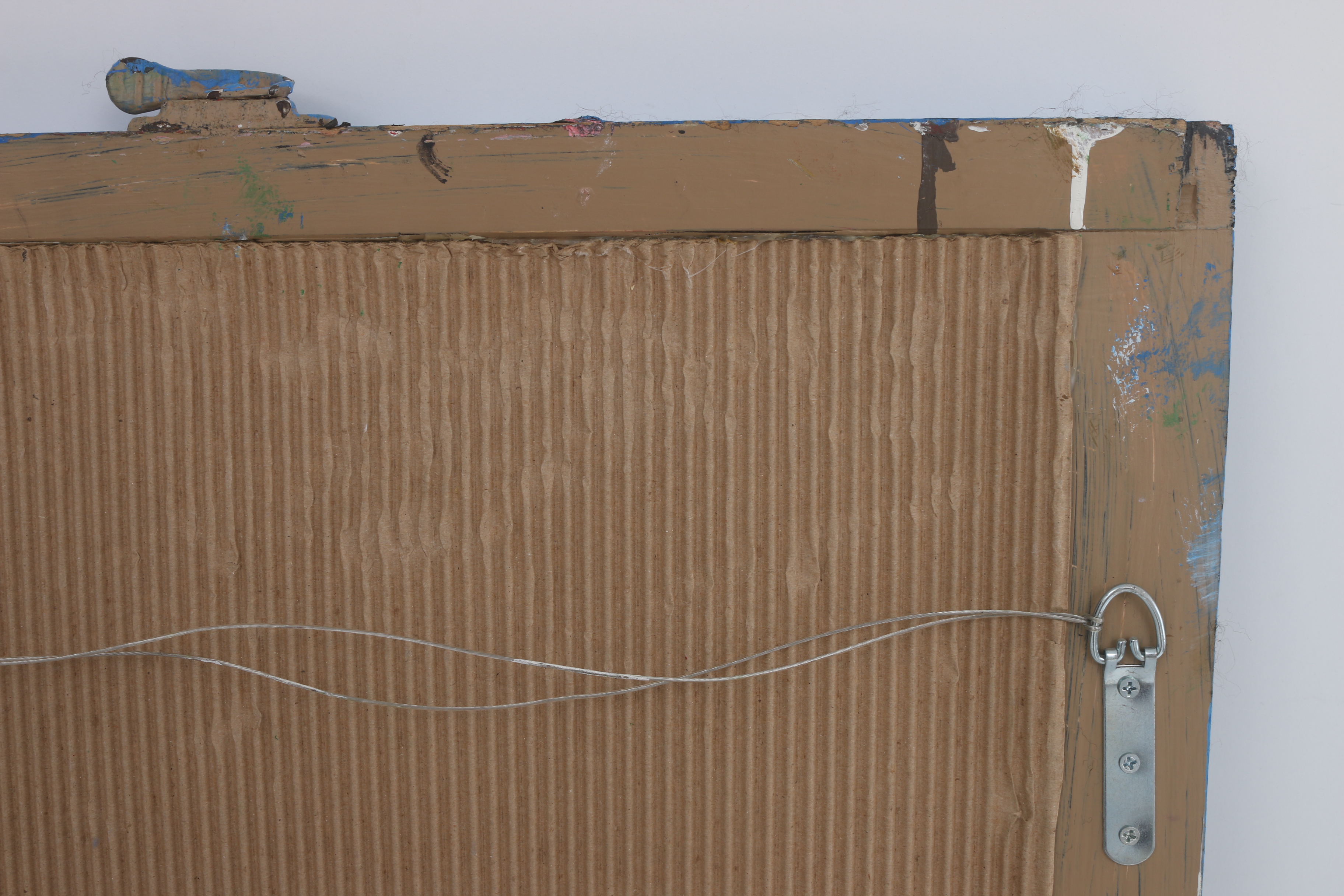 Curtis Davis 2016 Acrylic Painting on Found Window "A Rose (White on Blue)"