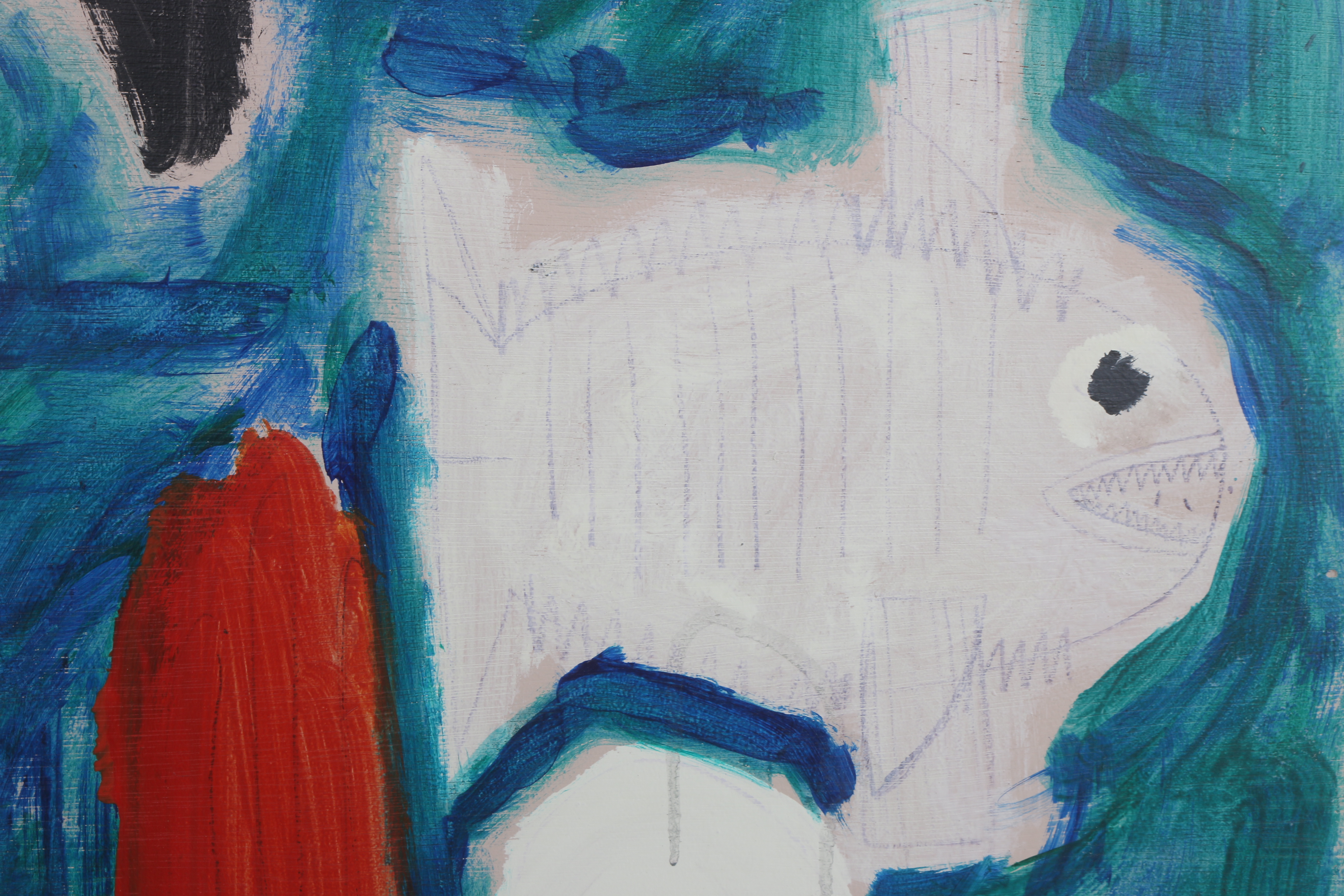 Courttney Cooper 2009 Acrylic Painting on Wood "Fish"