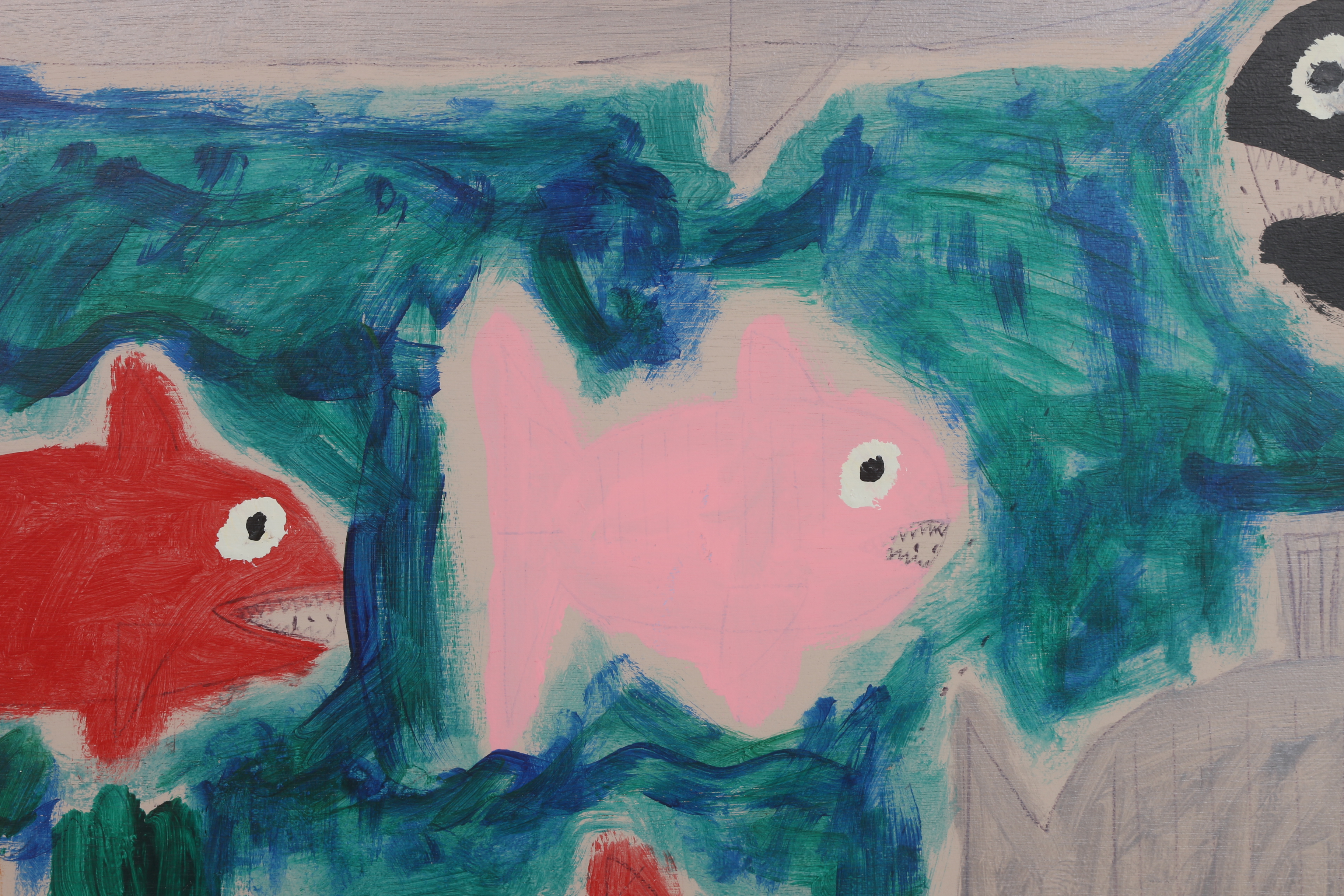 Courttney Cooper 2009 Acrylic Painting on Wood "Fish"