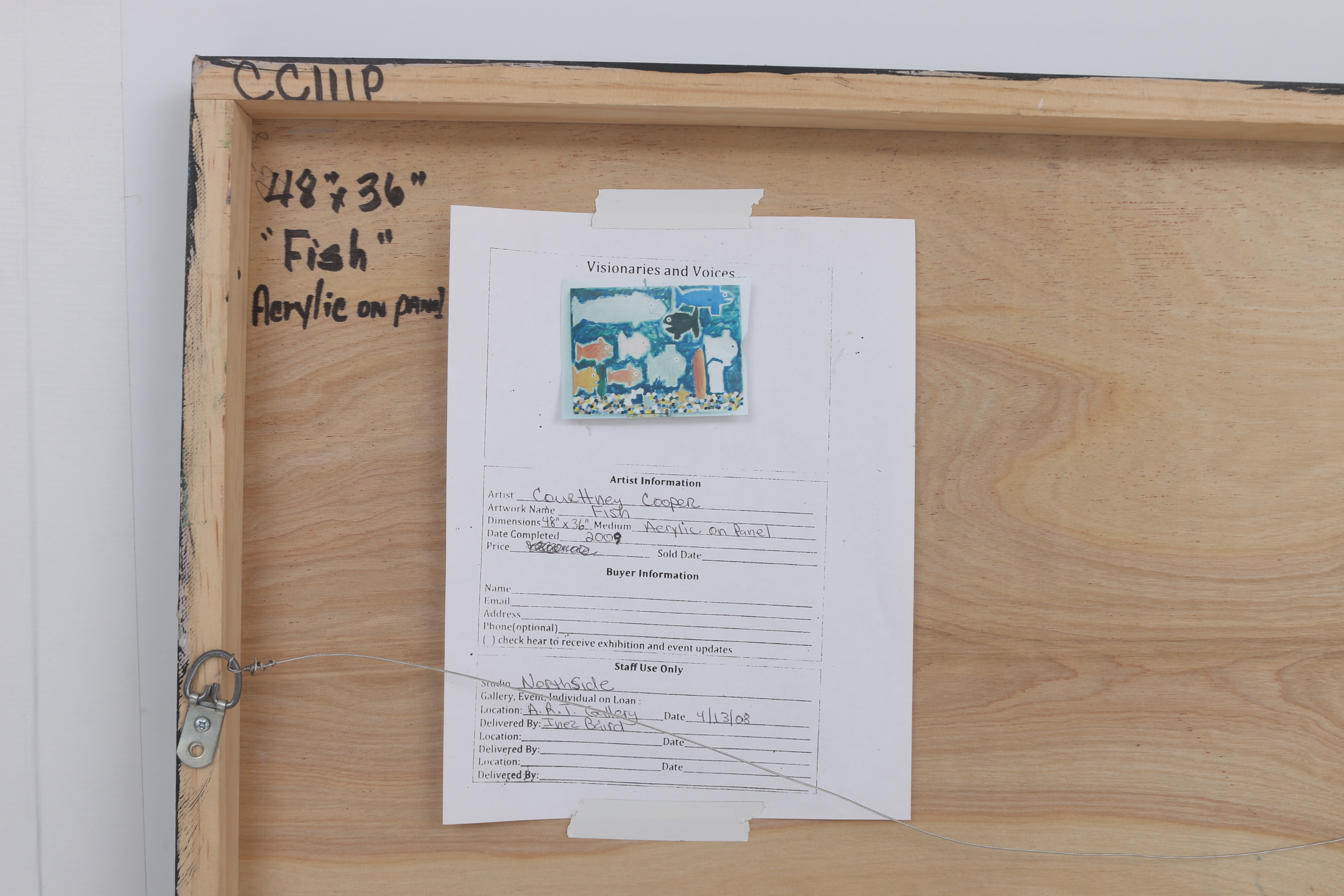 Courttney Cooper 2009 Acrylic Painting on Wood "Fish"