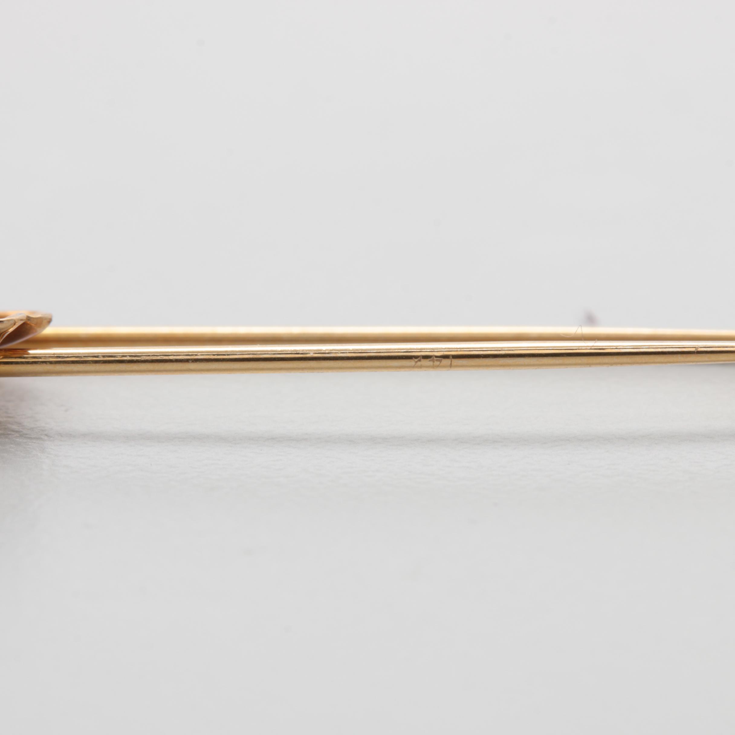 14K Yellow Gold Pin Selection Including a Cultured Pearl