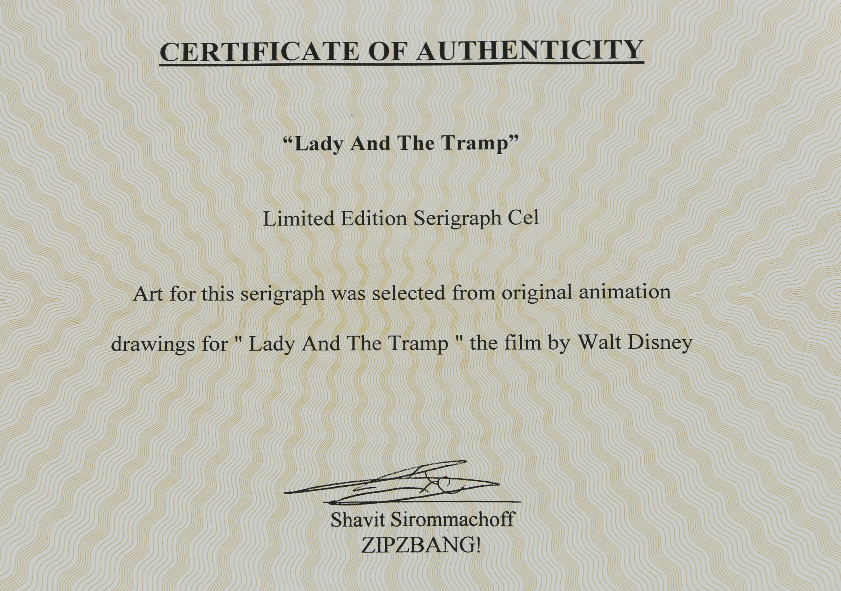 Reproduction Sericel of Lady and the Tramp