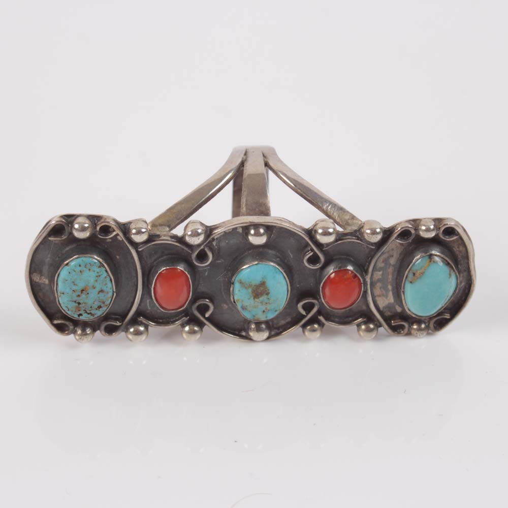Bold Turquoise and Coral Southwestern Style Rings